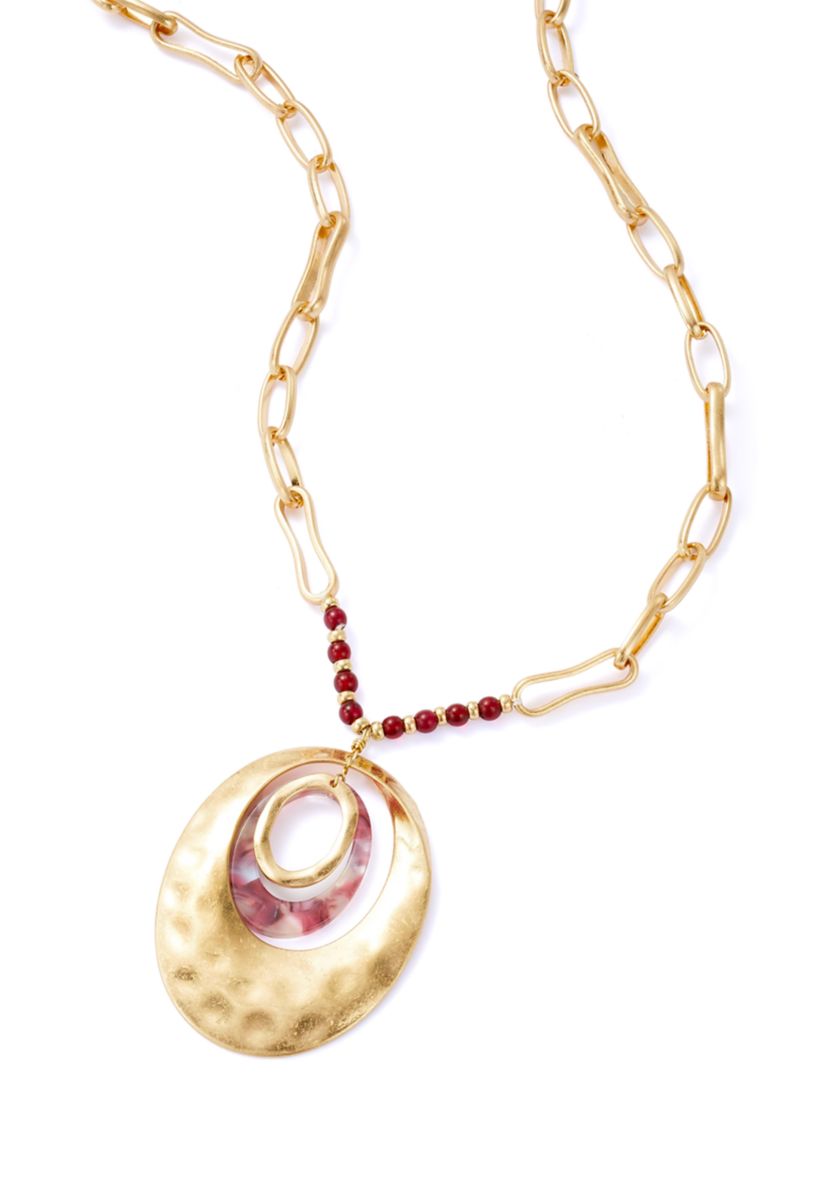 Womens Gold Tone Berry Orbital Pendant Necklace