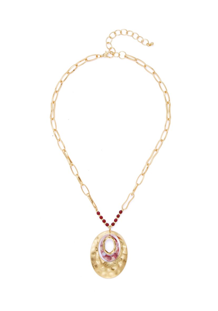 Womens Gold Tone Berry Orbital Pendant Necklace