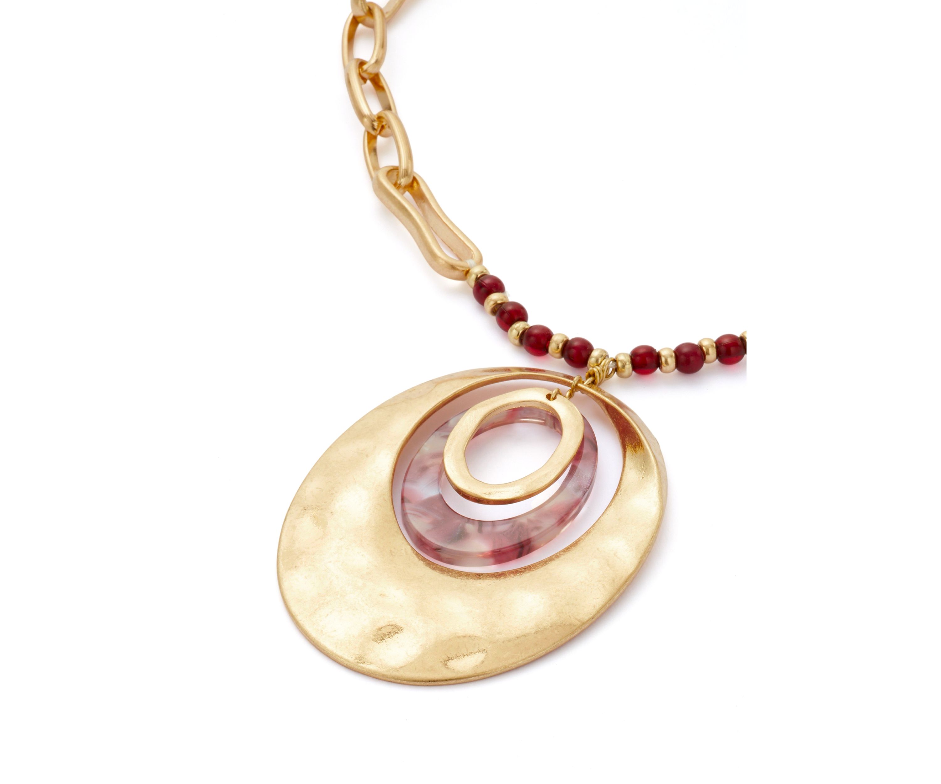 Womens Gold Tone Berry Orbital Pendant Necklace