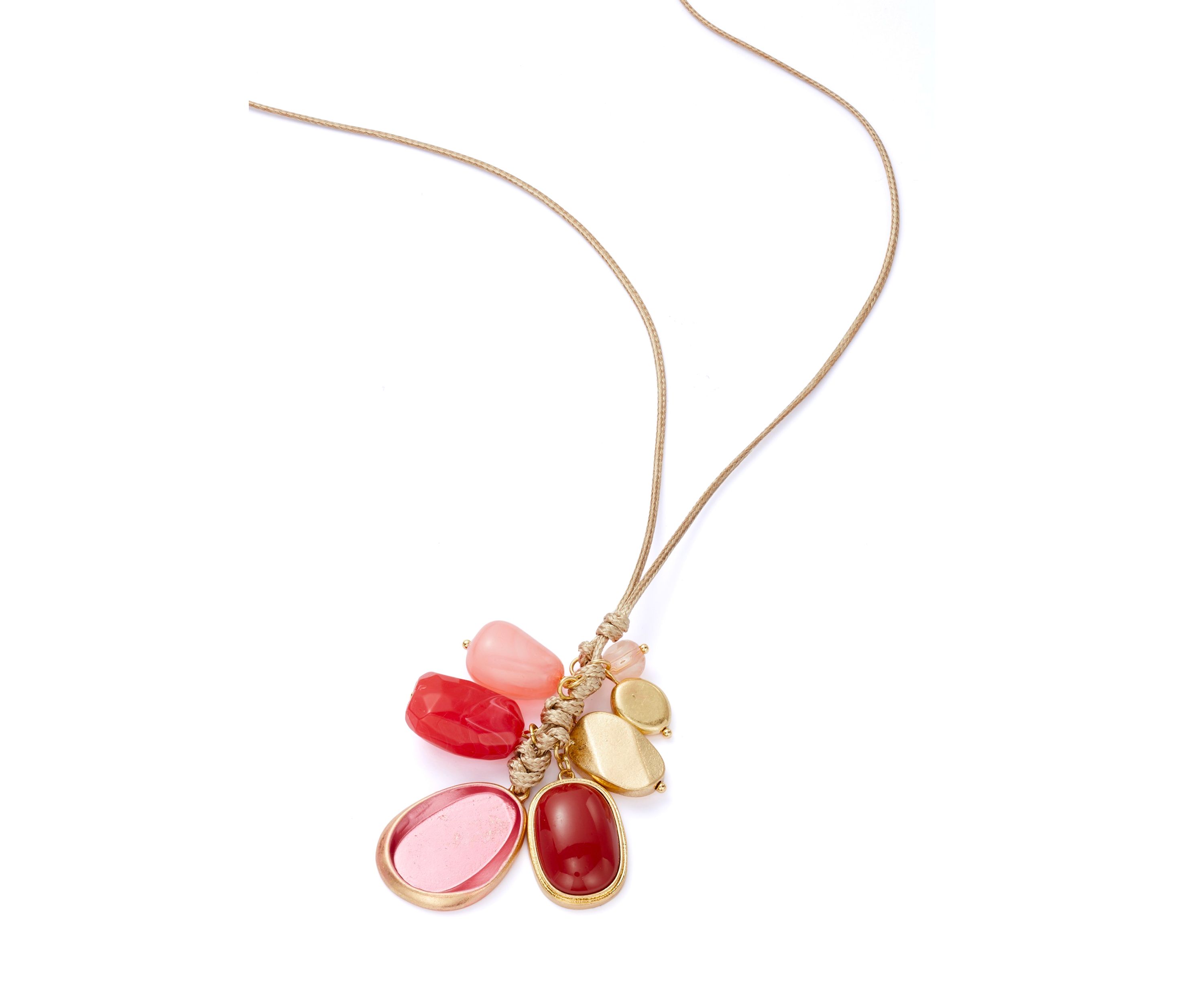 Gold Tone Berry Shaky Pendant Cord Necklace