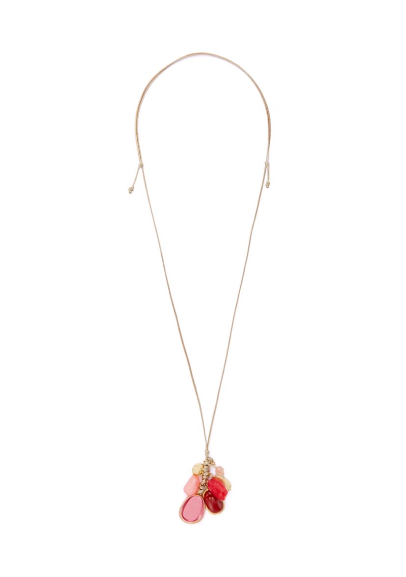 Gold Tone Berry Shaky Pendant Cord Necklace