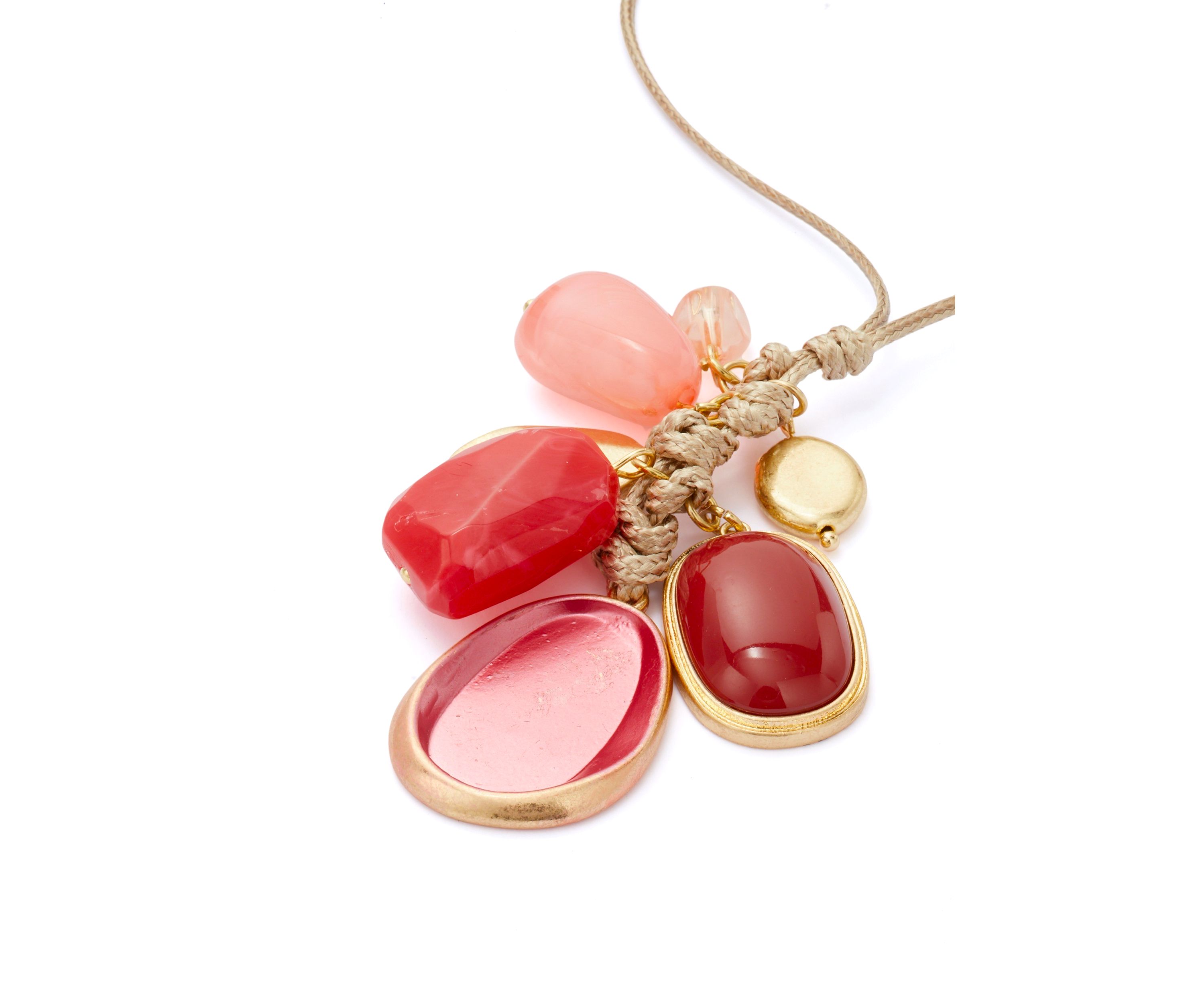 Gold Tone Berry Shaky Pendant Cord Necklace