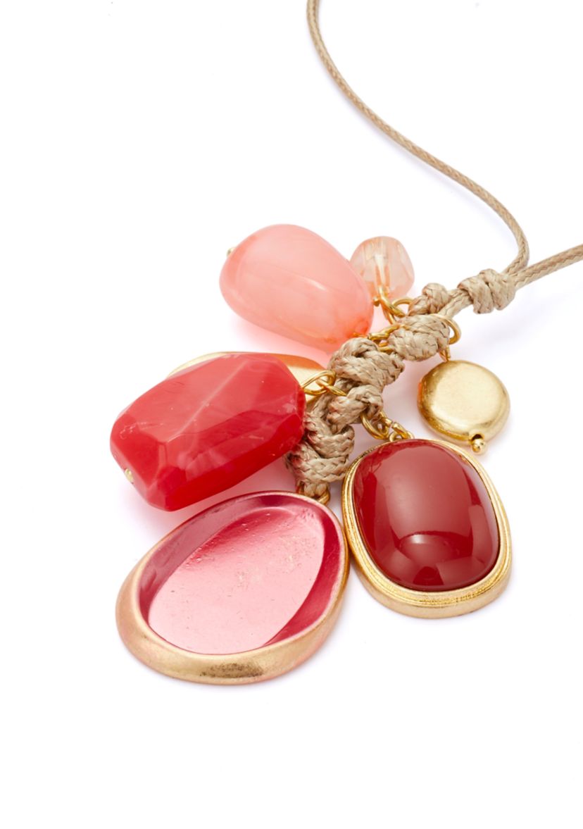 Gold Tone Berry Shaky Pendant Cord Necklace