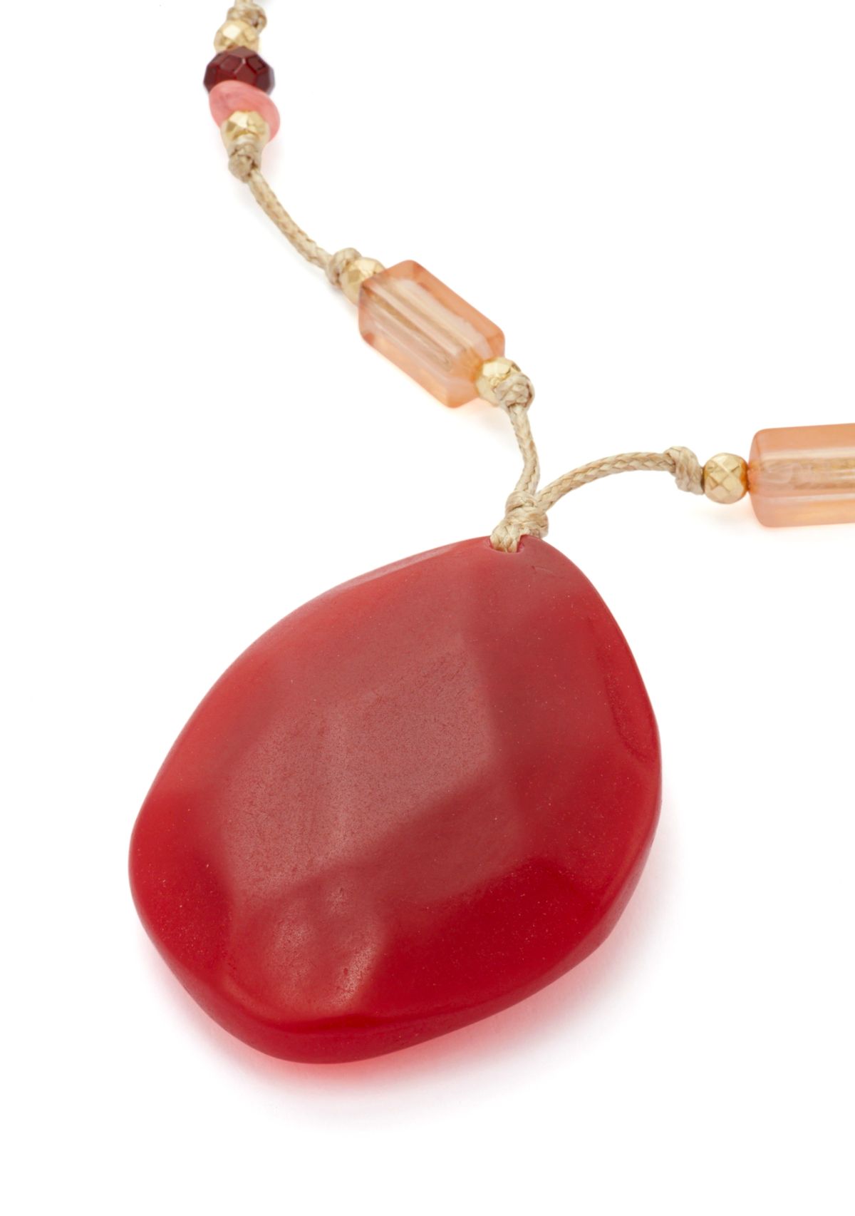 Gold Tone Berry Lone Stone Pendant Necklace