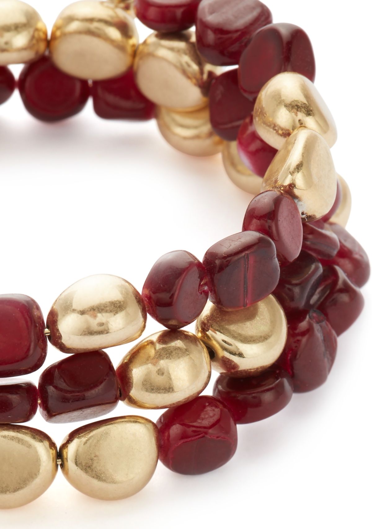 Womens Gold Tone Berry Beaded Coil Bracelet