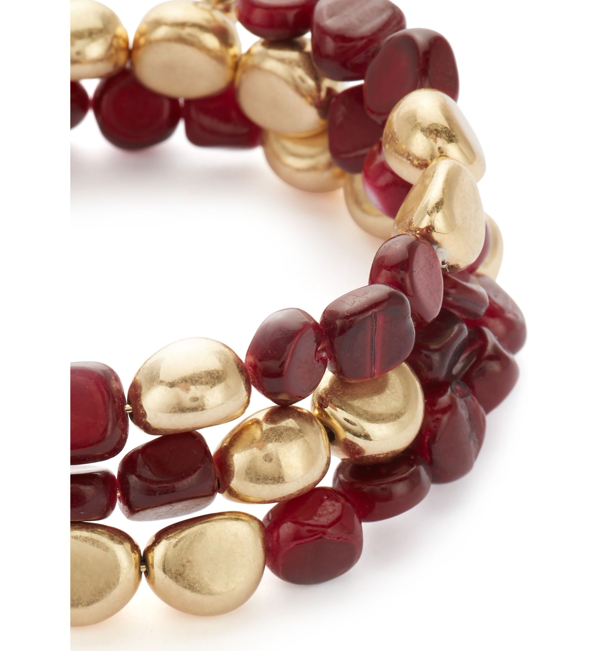 Womens Gold Tone Berry Beaded Coil Bracelet