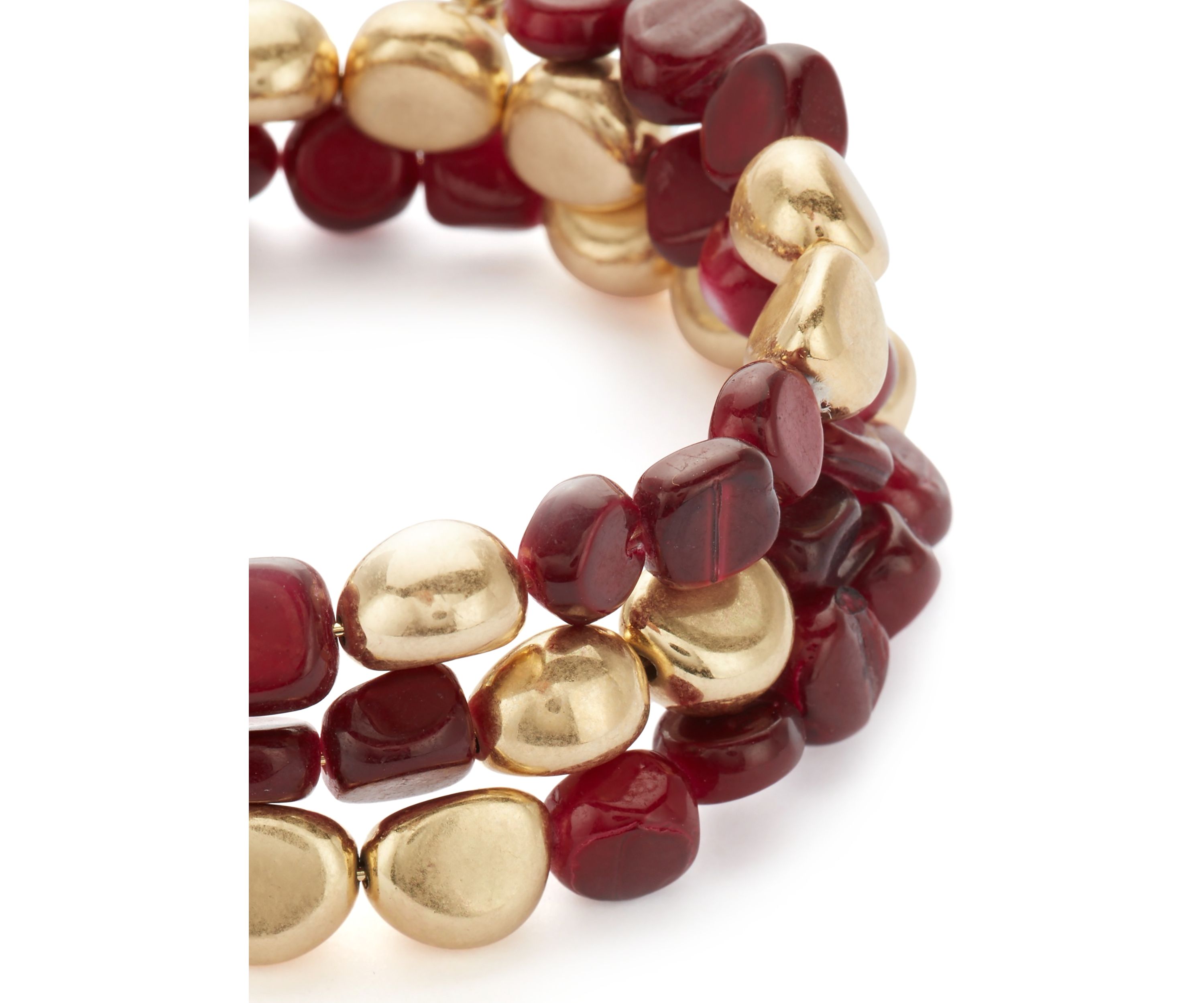 Womens Gold Tone Berry Beaded Coil Bracelet
