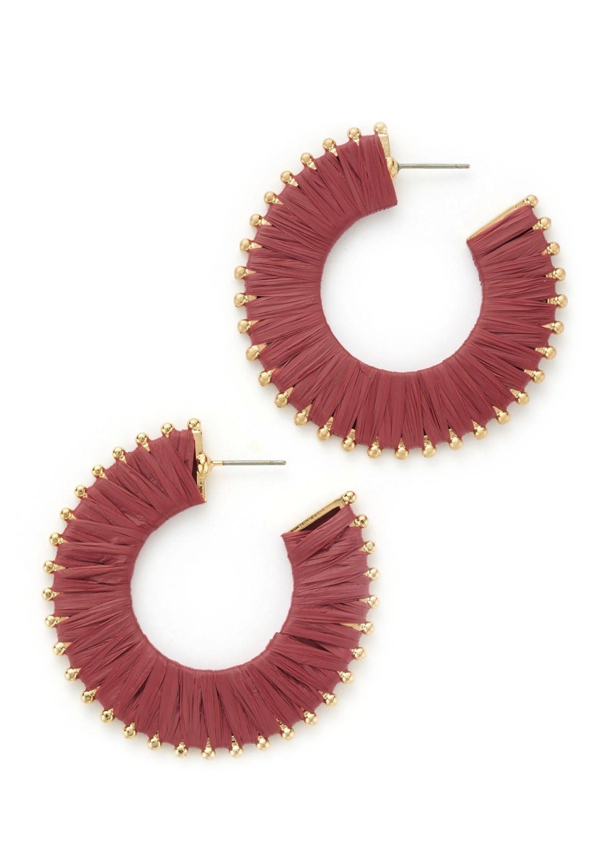 Womens Gold Tone Berry Thread Wrapped Hoop Earrings