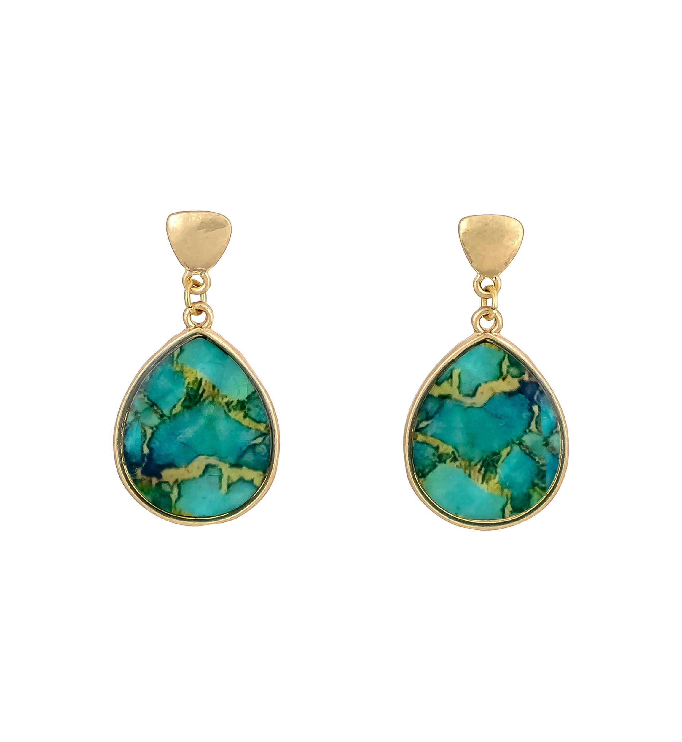 Gold-Tone Teal Multi Teardrop Drop Earrings