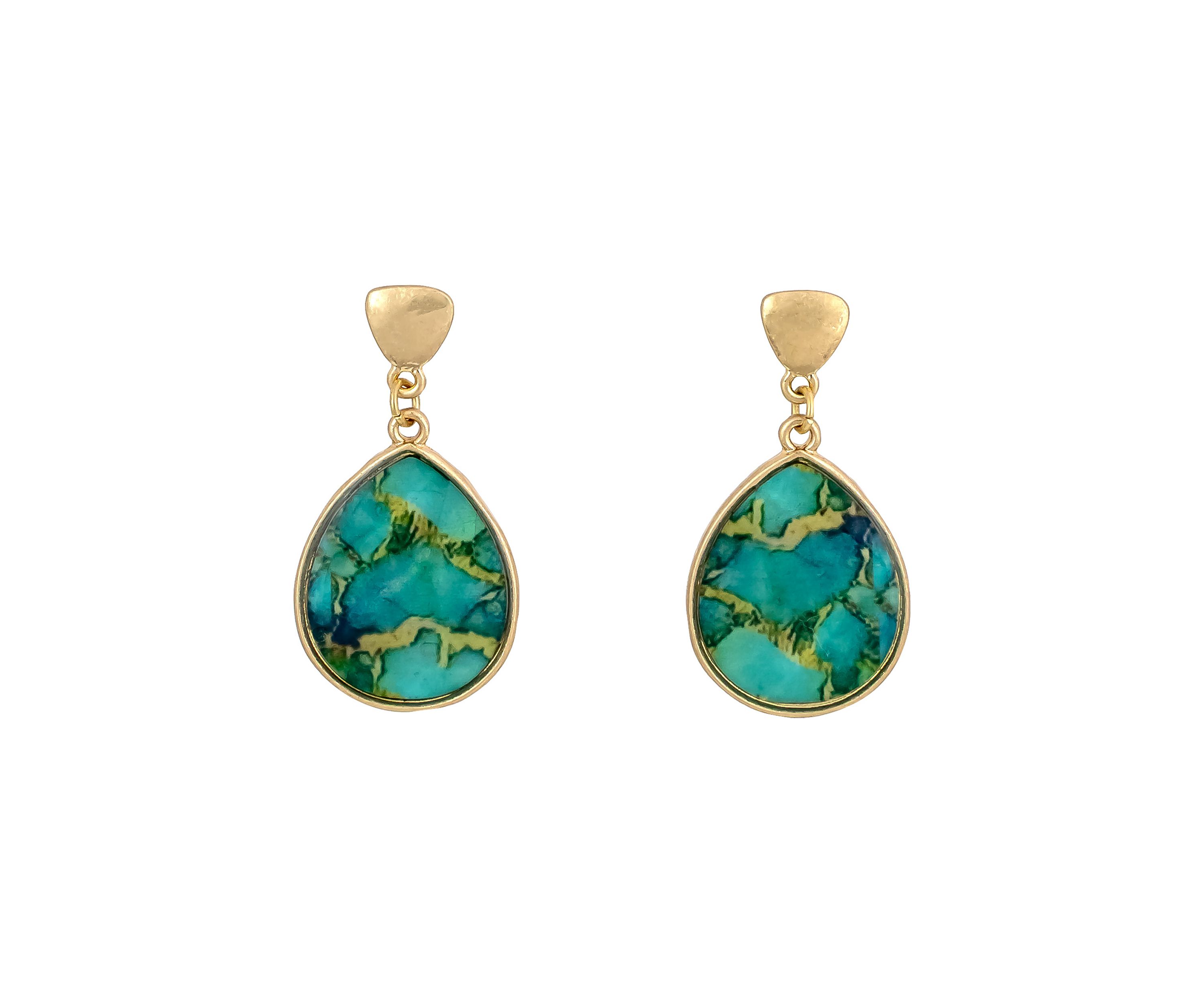 Gold-Tone Teal Multi Teardrop Drop Earrings