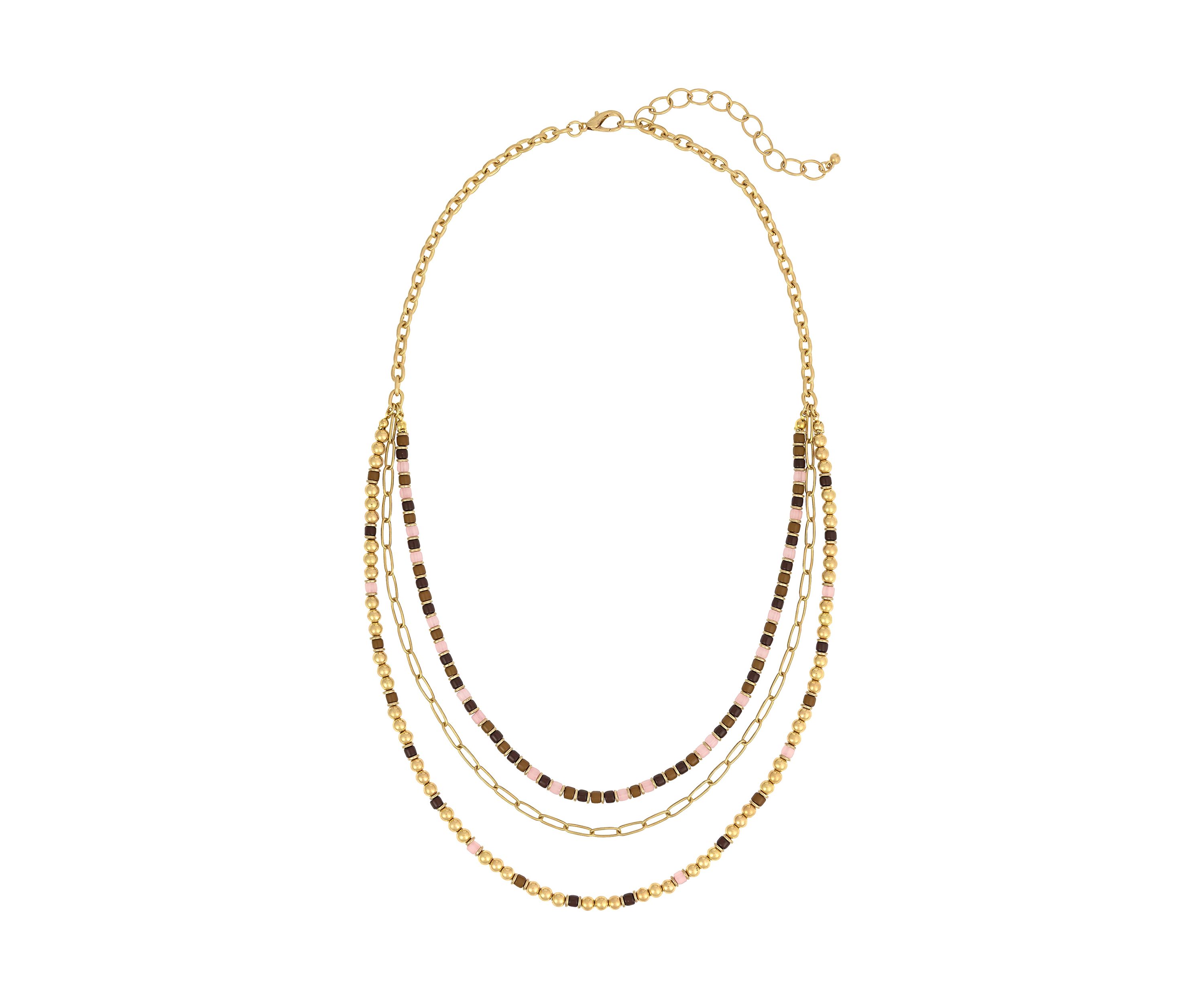 Multi Bead Chain Layered Necklace 