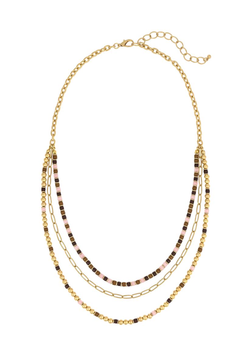 Multi Bead Chain Layered Necklace 