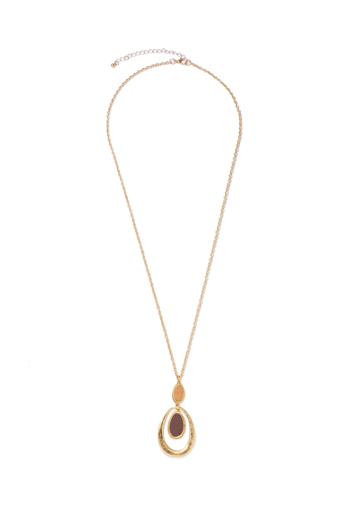  Brown Oval Orbital Pendant Necklace