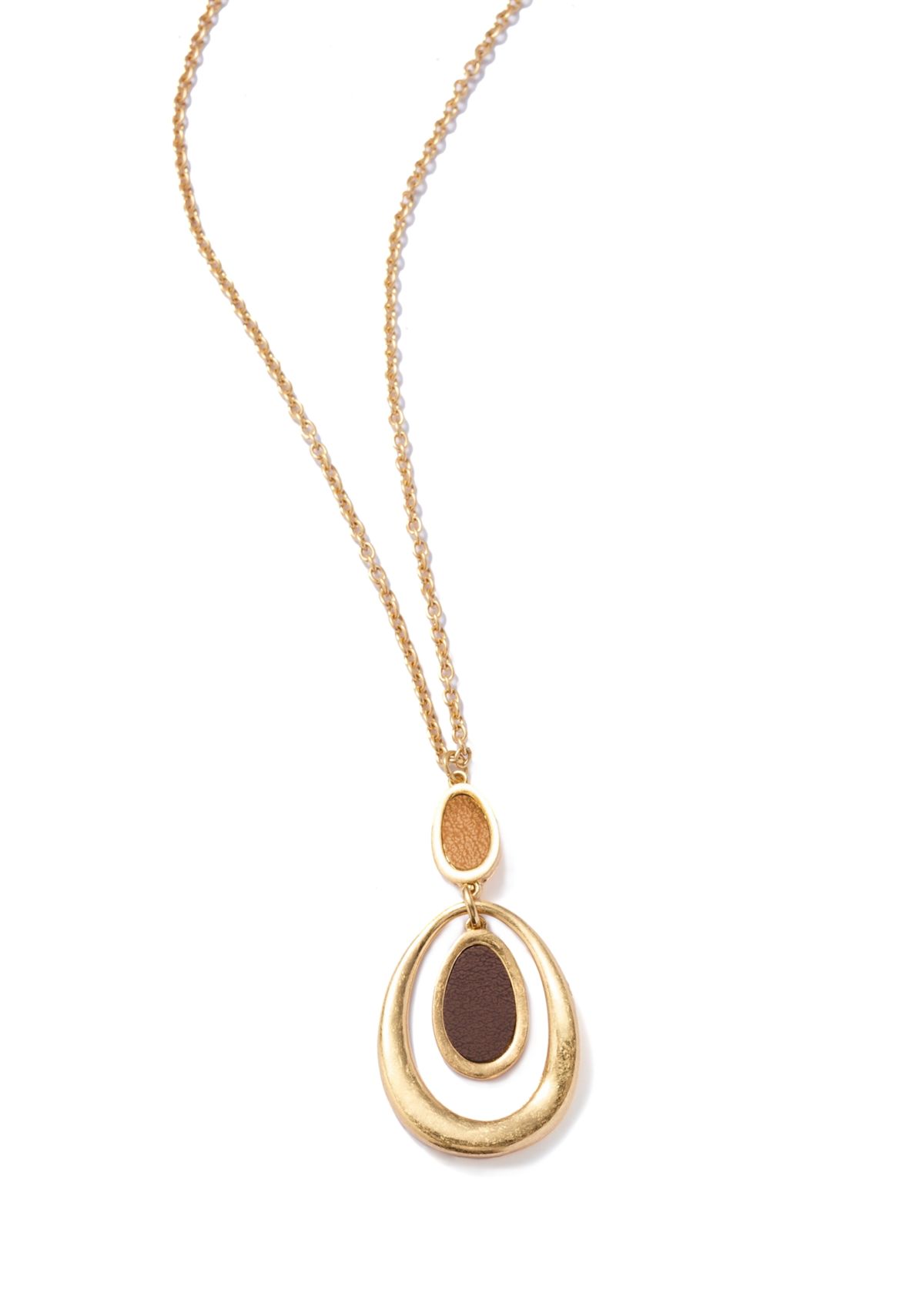  Brown Oval Orbital Pendant Necklace