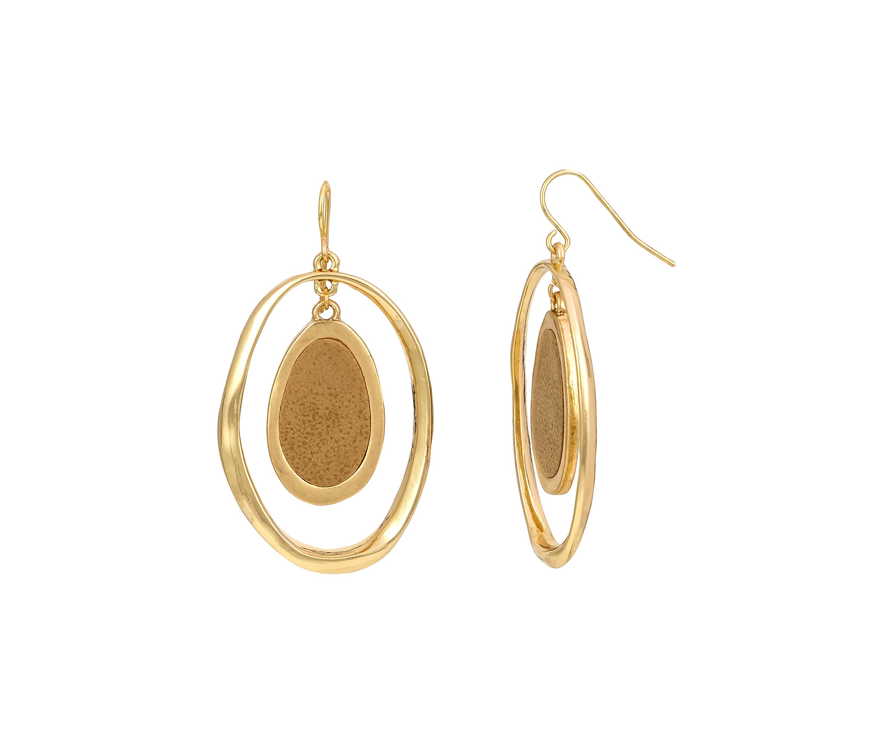 Oval Orbital Gold Tone Earrings