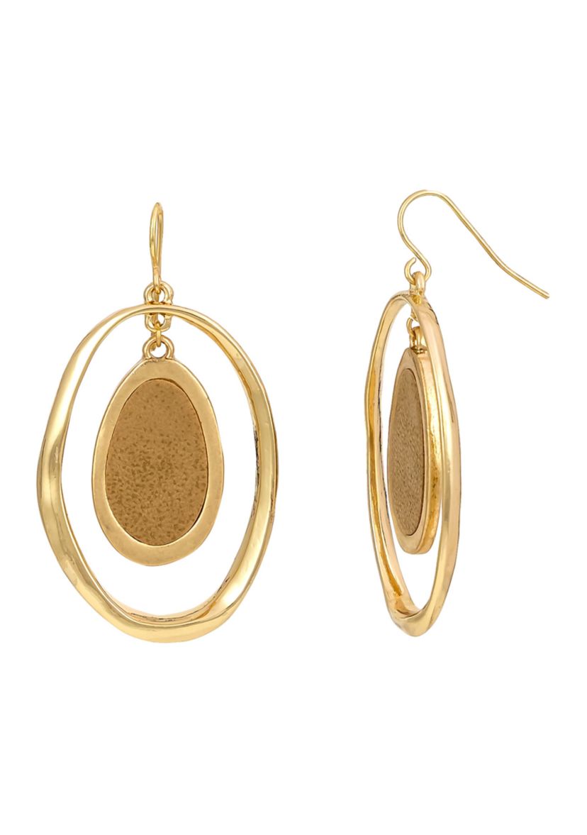 Oval Orbital Gold Tone Earrings
