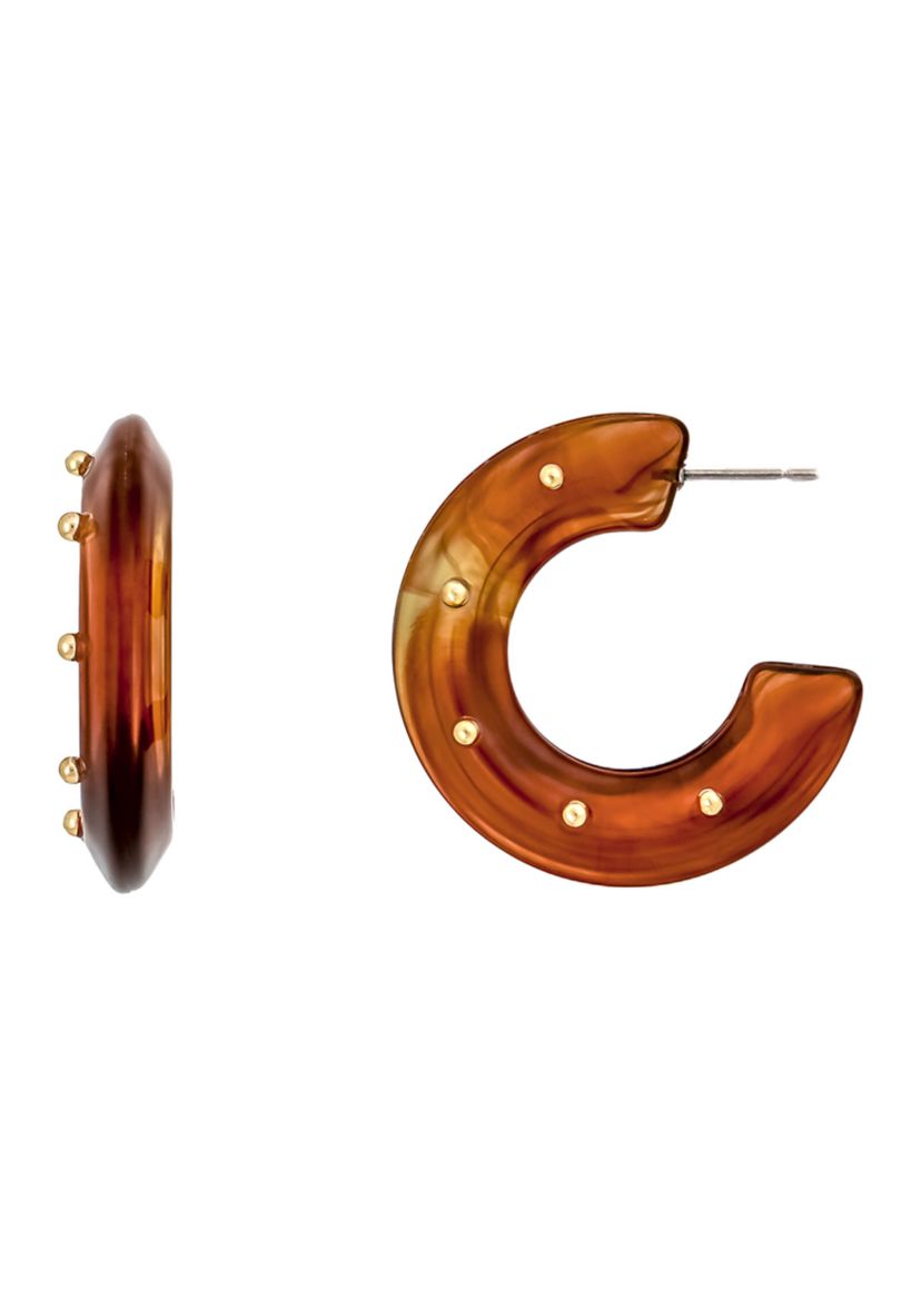 Brown C Hoop Earrings