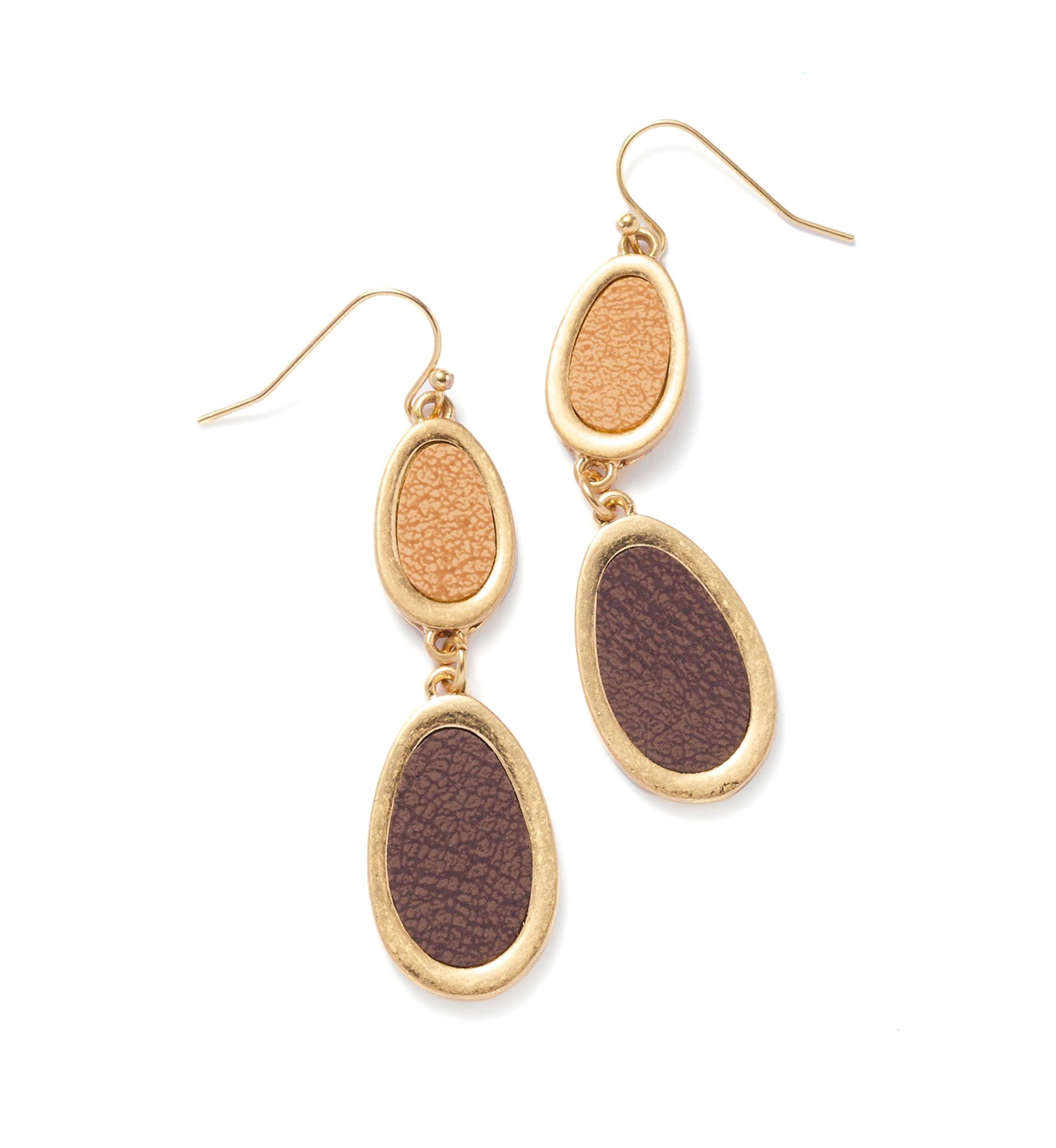 Brown Double Drop Oval Earrings