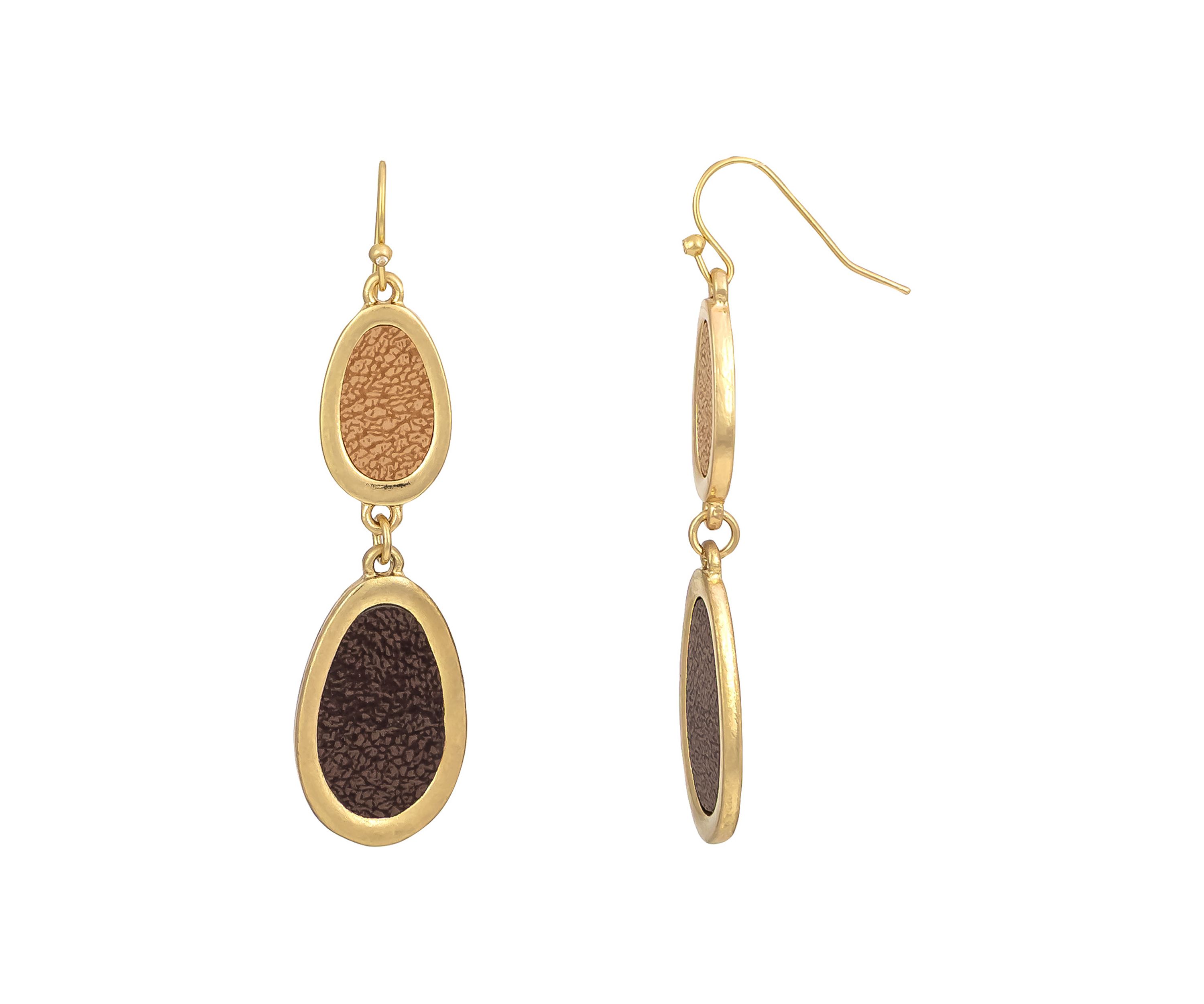 Brown Double Drop Oval Earrings