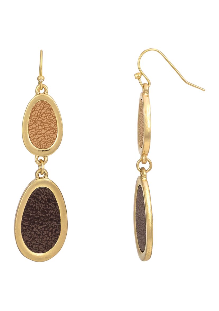Brown Double Drop Oval Earrings
