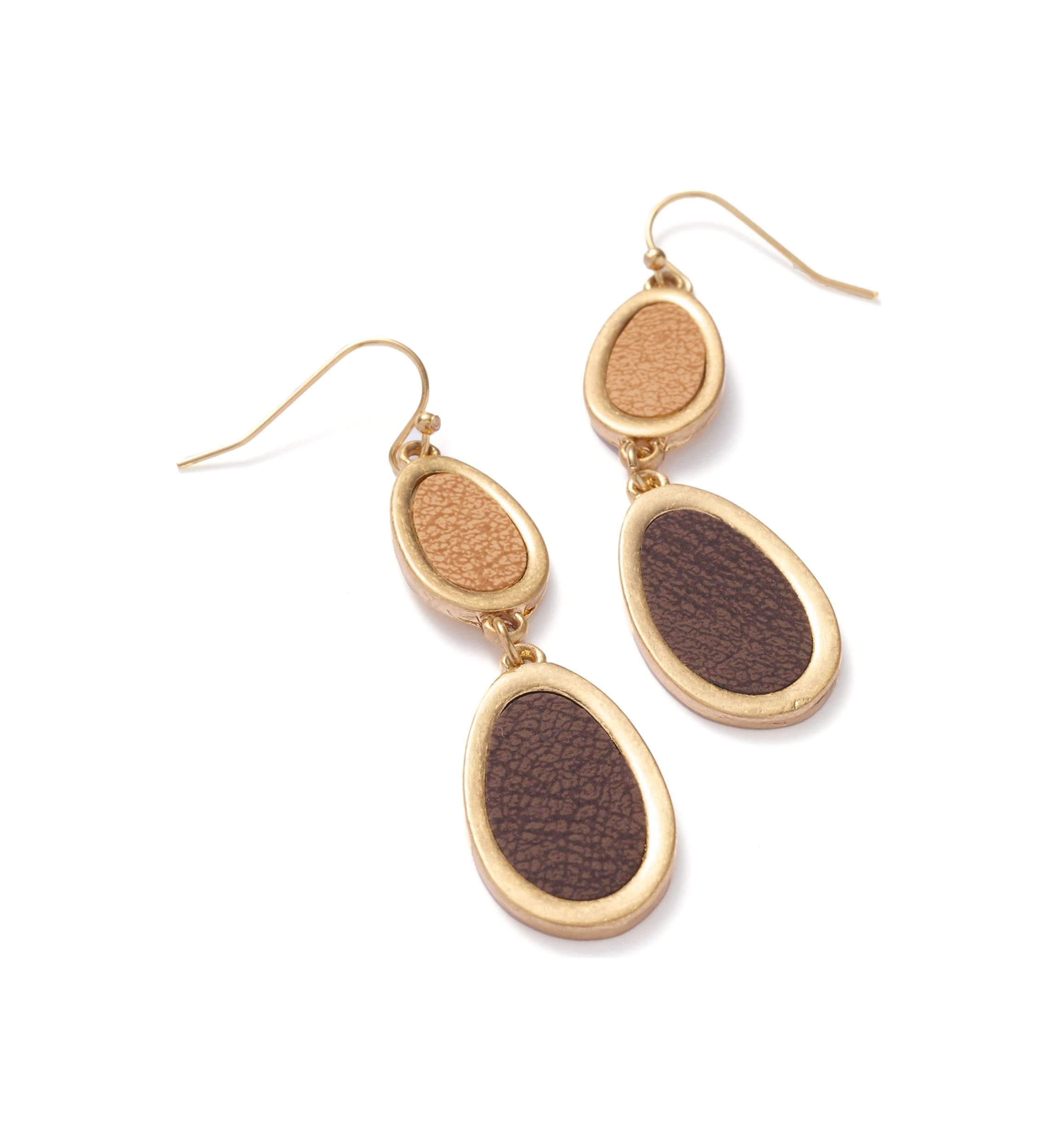 Brown Double Drop Oval Earrings