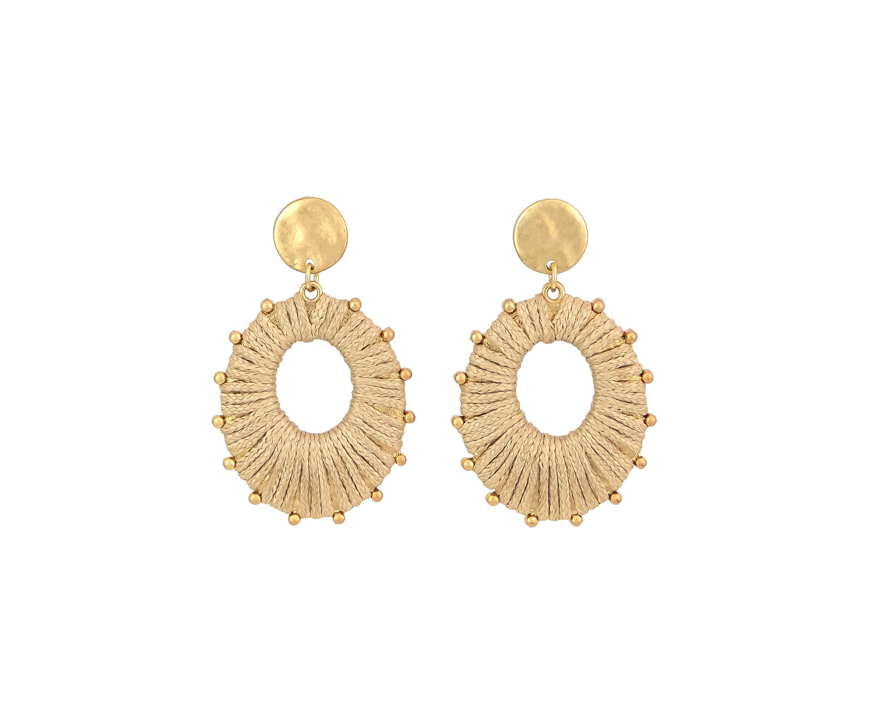 Thread Wrap Gold Tone Drop Earrings
