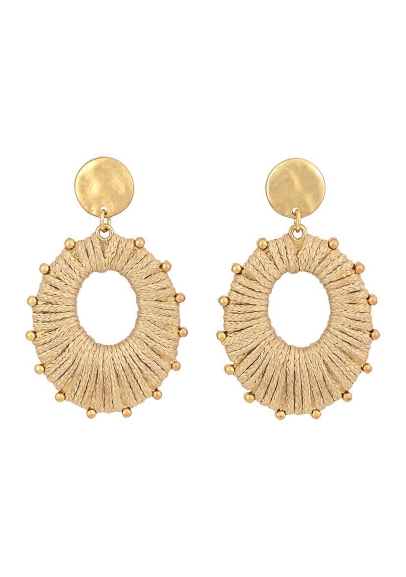 Thread Wrap Gold Tone Drop Earrings
