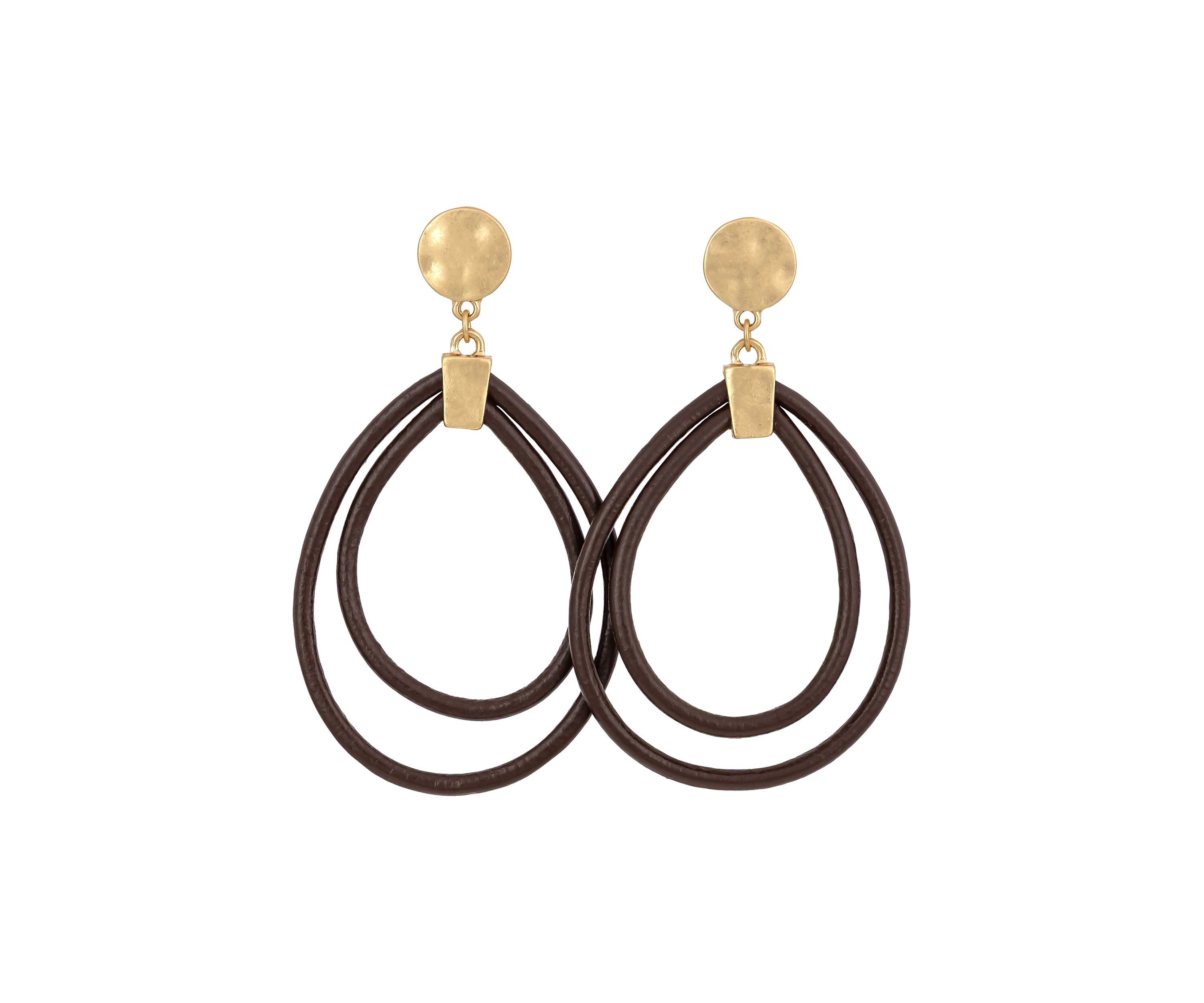 Brown Double Open Teardrop Earring