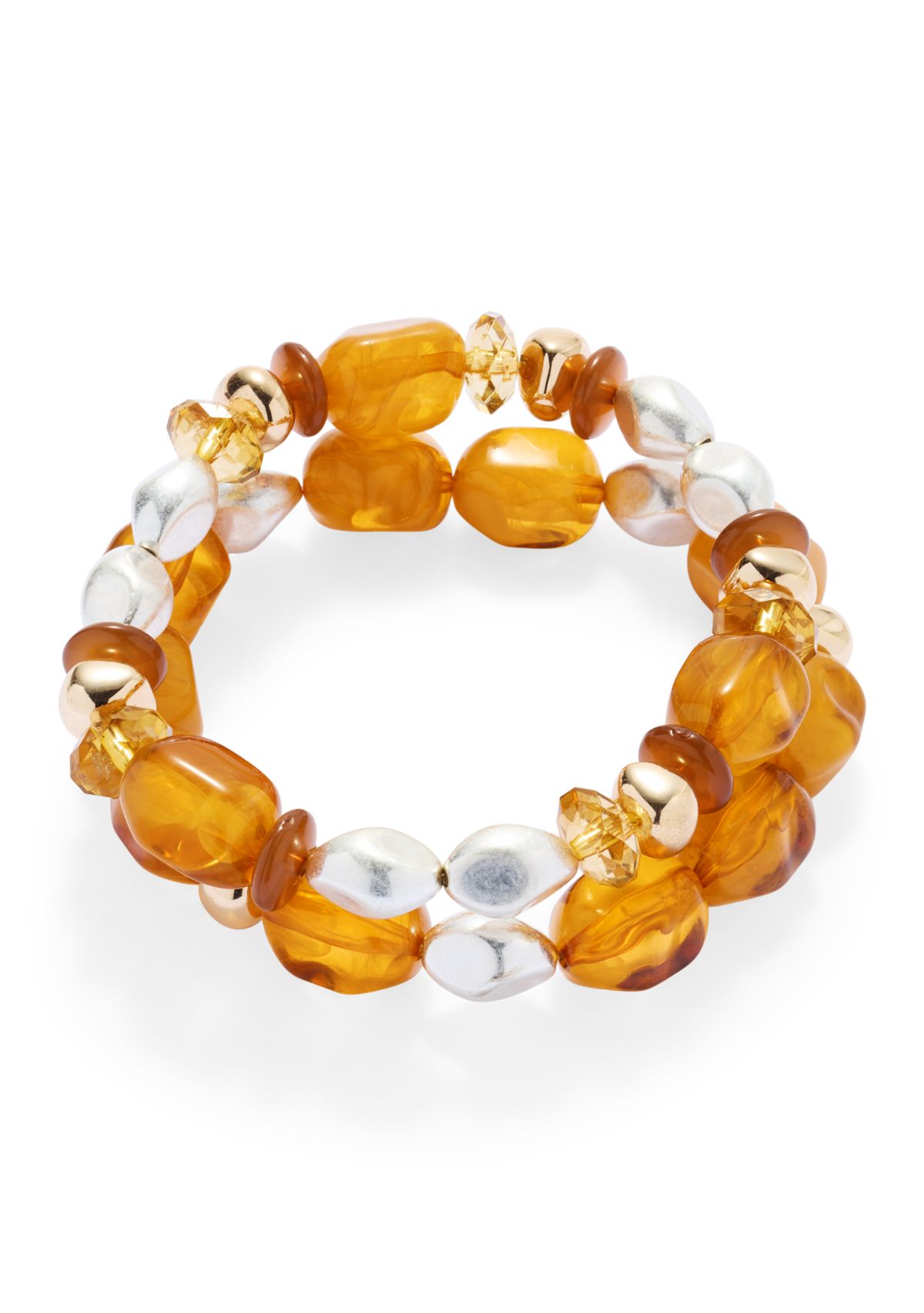 Amber Multi Bead Stretch Bracelet Set