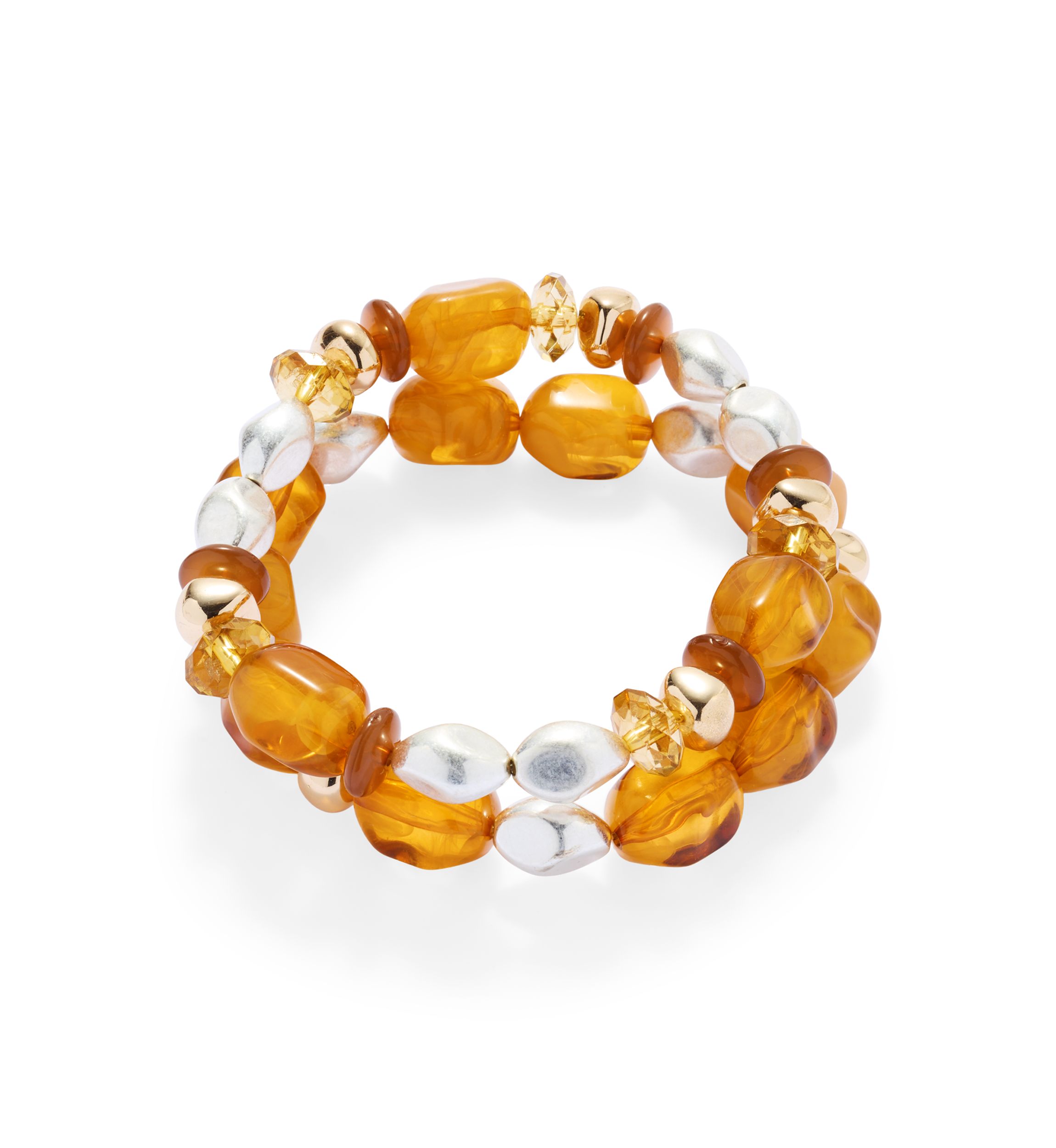 Amber Multi Bead Stretch Bracelet Set
