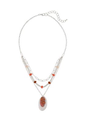 Wonderly Layered Multi Bead Pendant Necklace