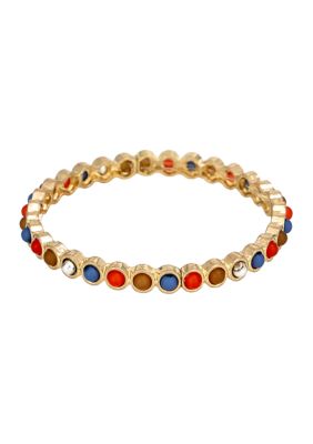 Wonderly Multi Color Stone Thin Stretch Bangle Bracelet, 7 in