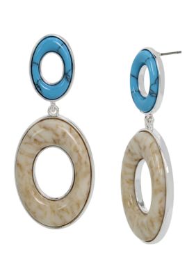 Robert Lee Morris Soho Silver Mixed Stone Double Drop Earrings