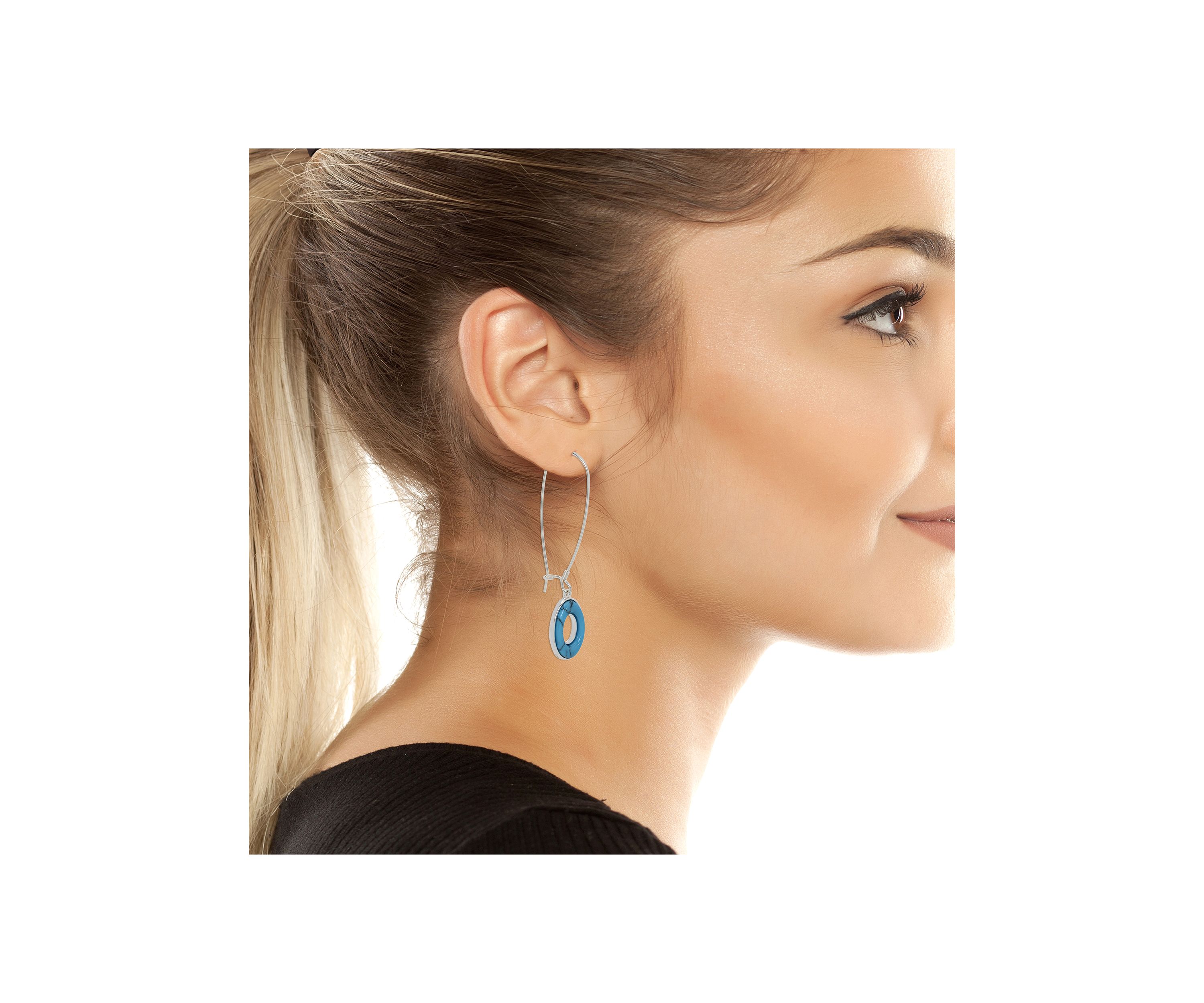 Turquoise Oval Dangle Earrings