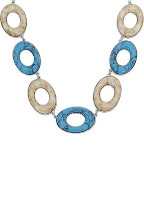 Robert Lee Morris Soho Mixed Stone Oval Bib Necklace, 18 in