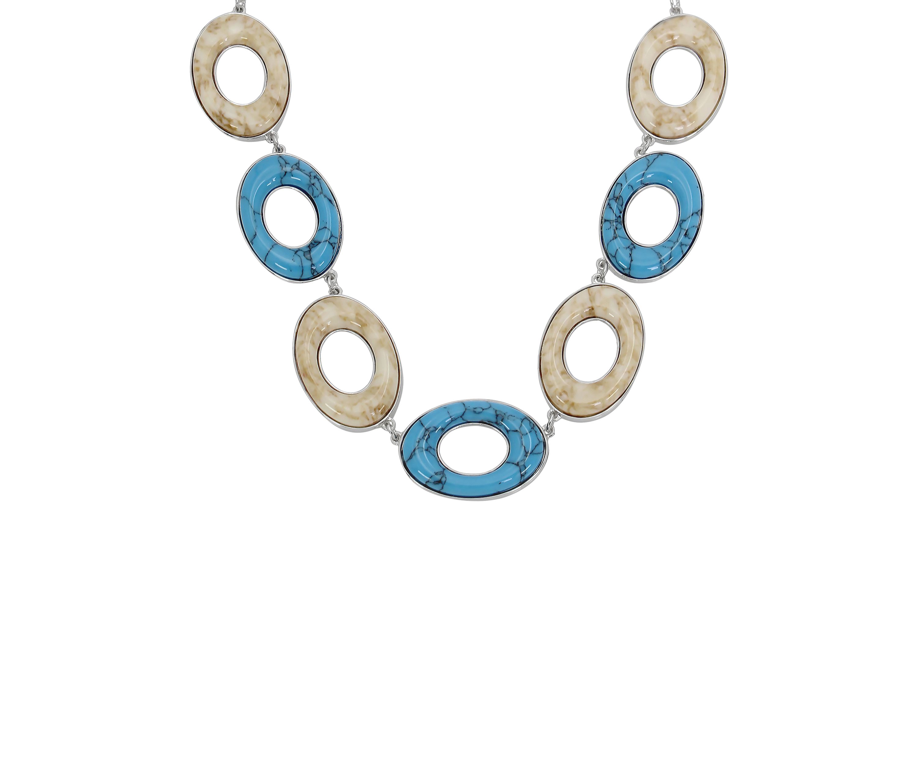 Mixed Stone Oval Bib Necklace