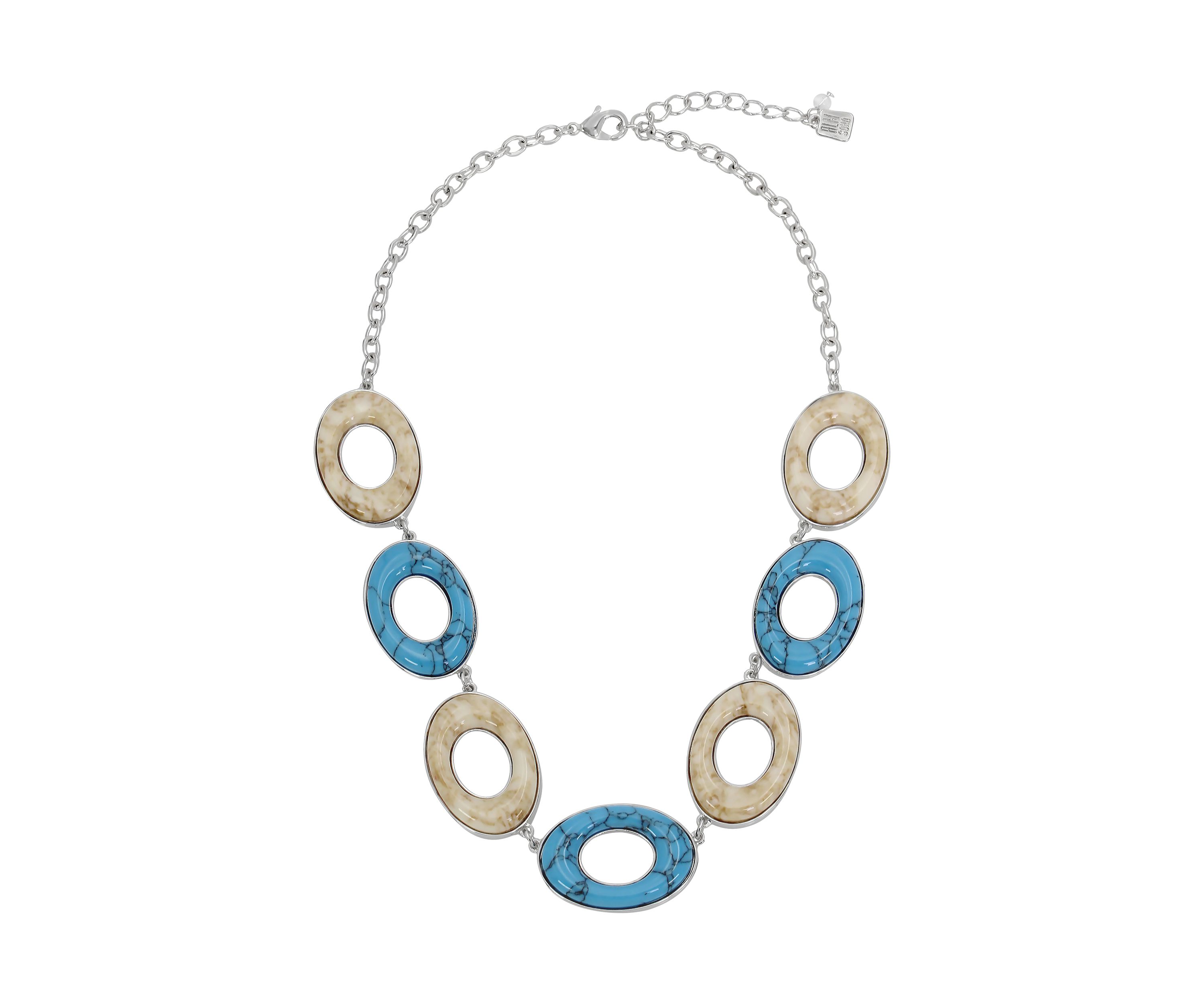 Mixed Stone Oval Bib Necklace