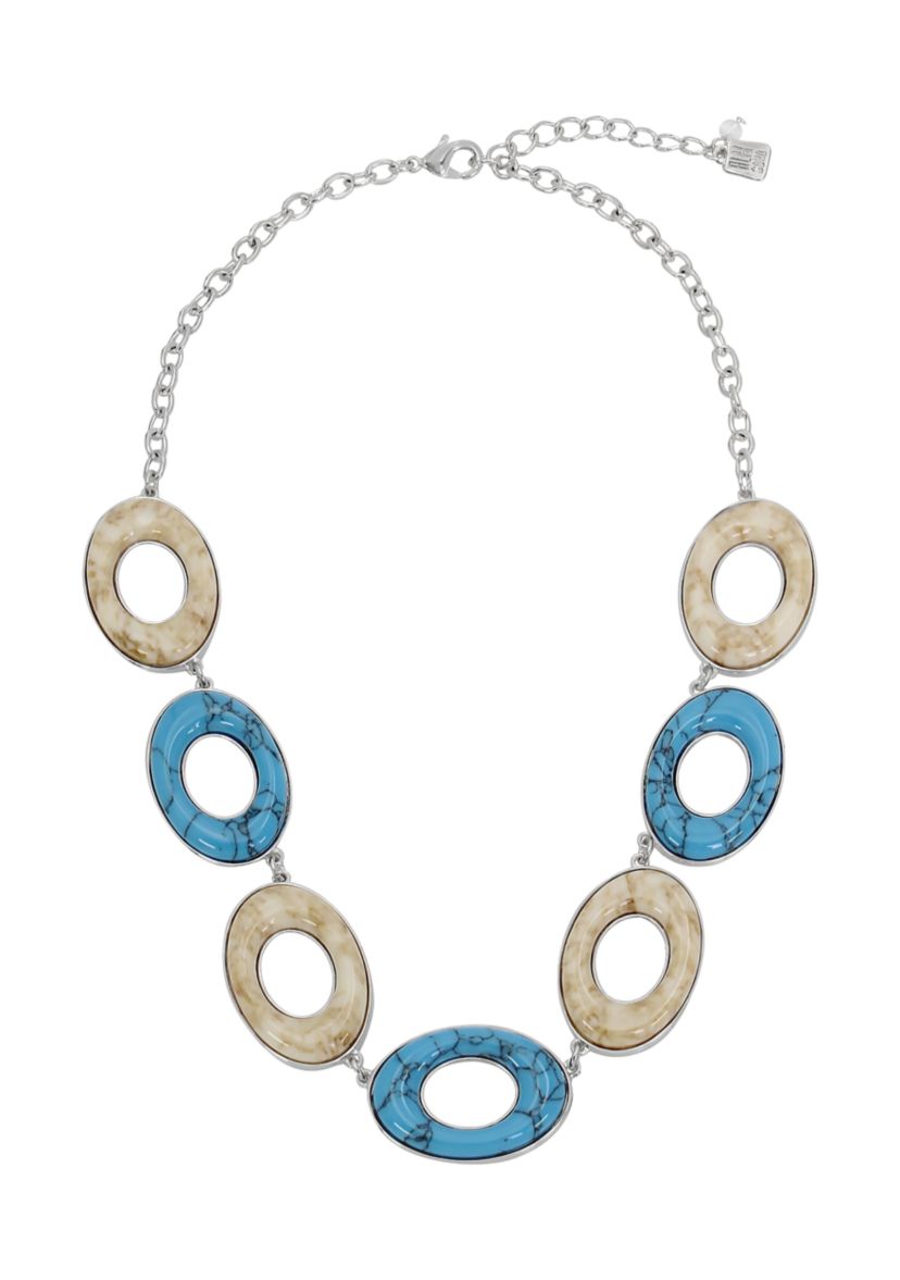 Mixed Stone Oval Bib Necklace