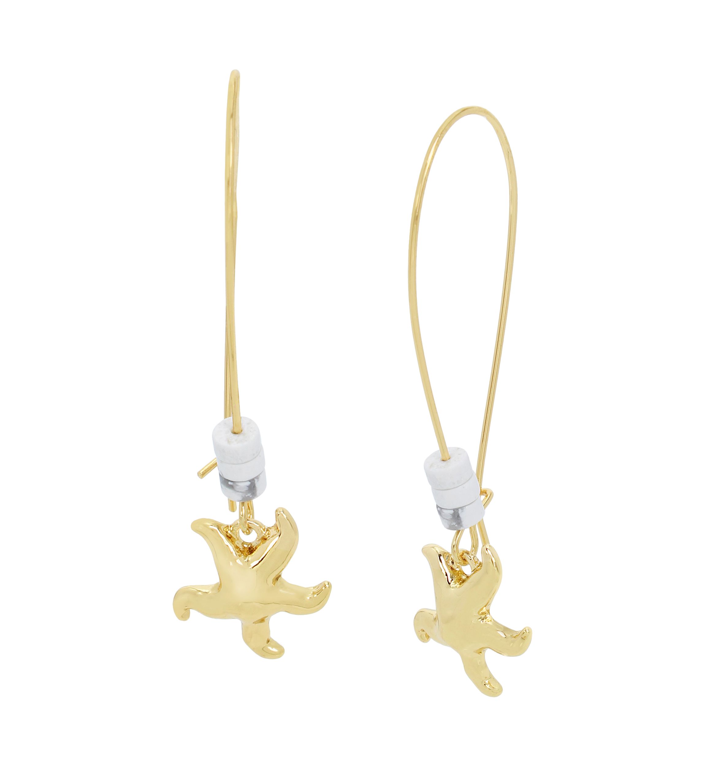 Starfish Howlite Dangle Earrings