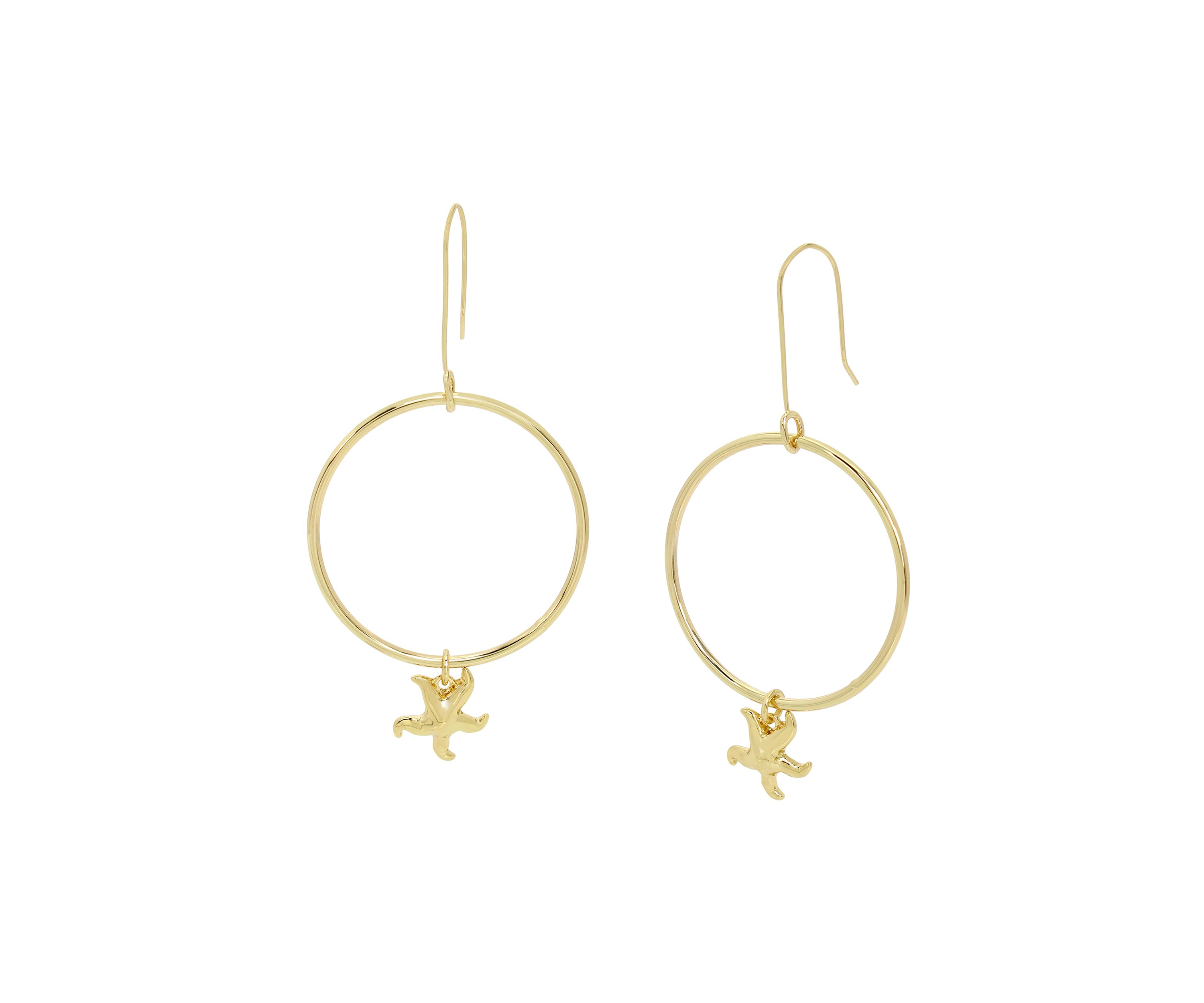 Starfish Charm Hoop Earrings