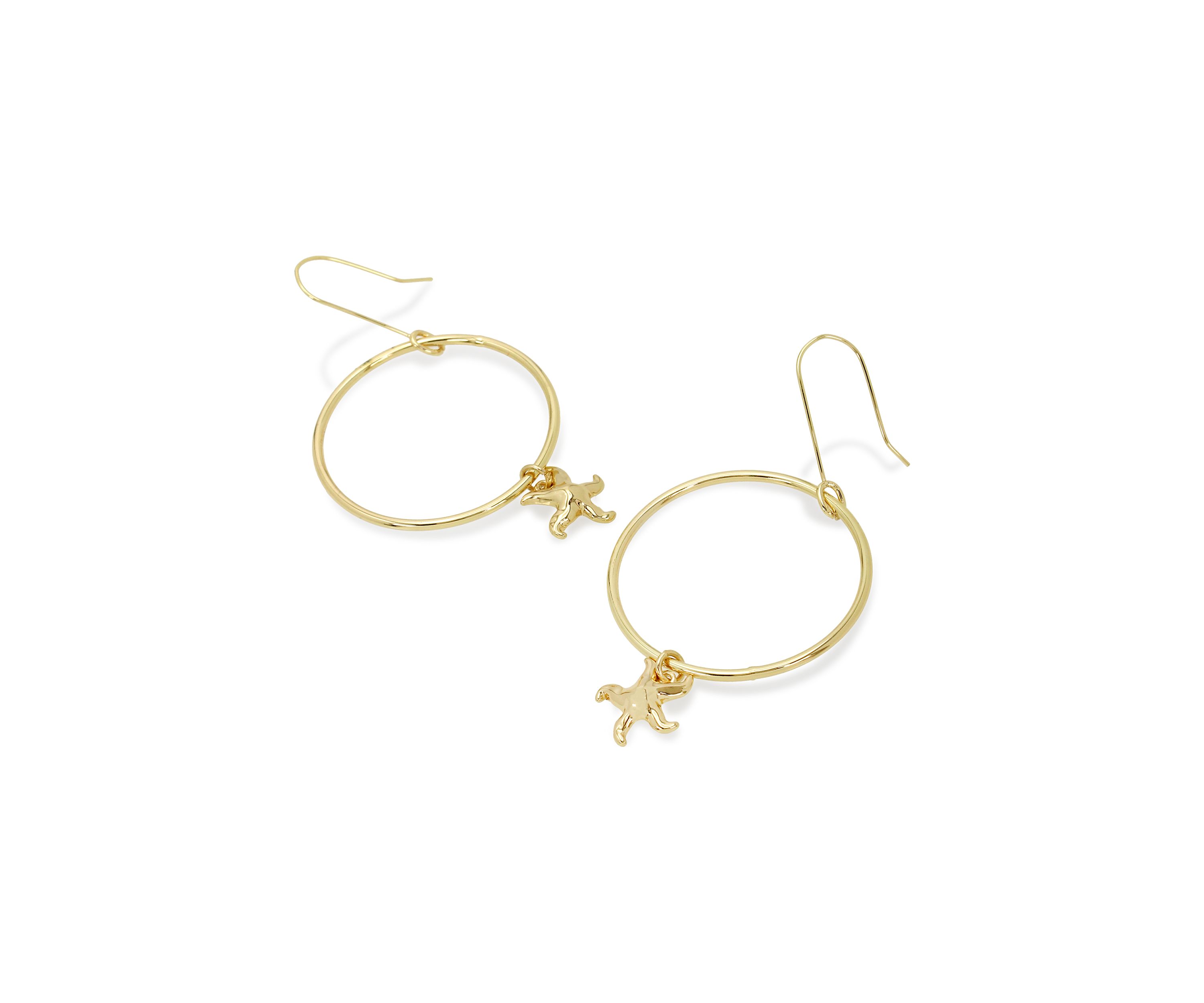 Starfish Charm Hoop Earrings
