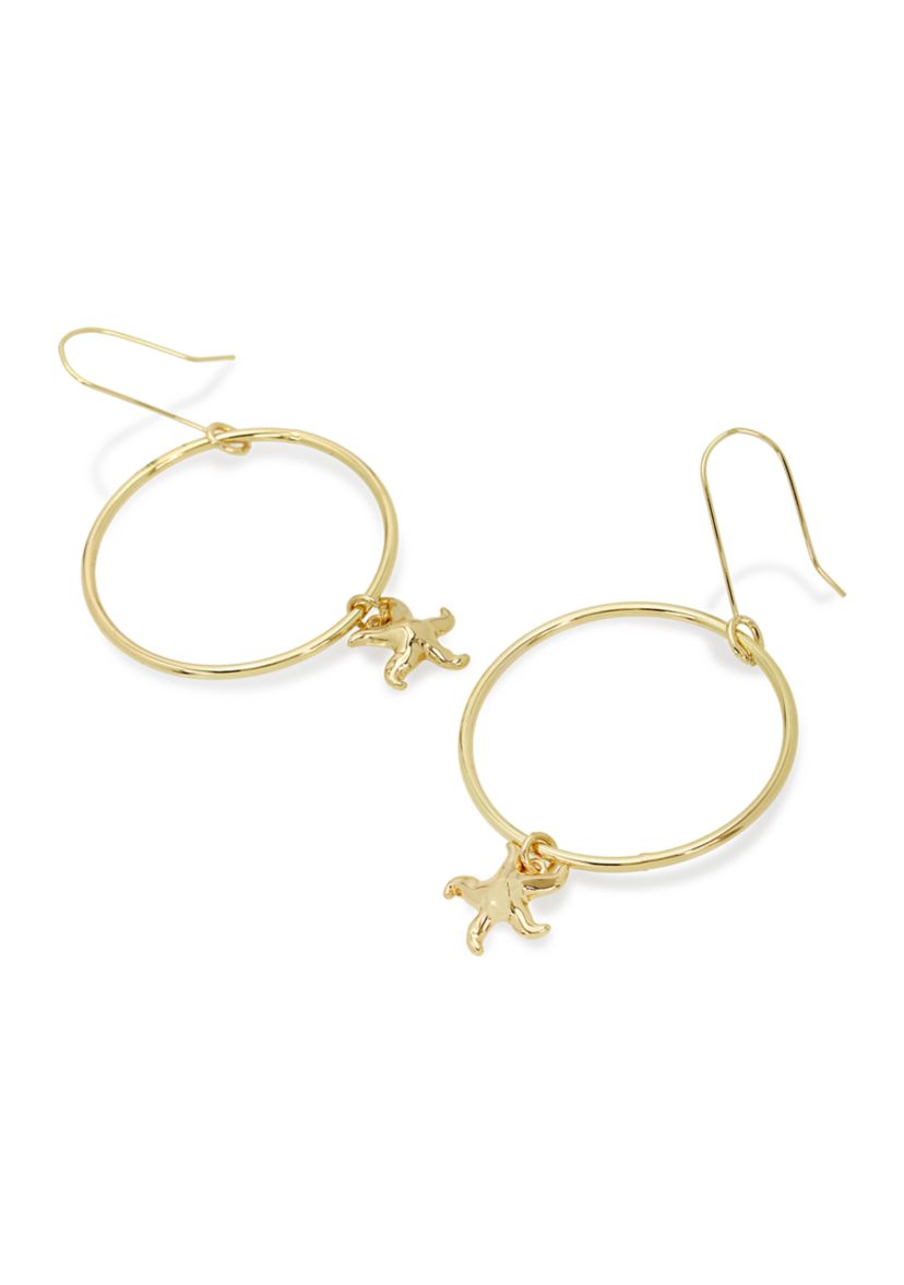 Starfish Charm Hoop Earrings
