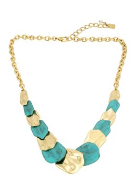 Robert Lee Morris Soho Patina Petal Layered Bib Necklace, 17 in