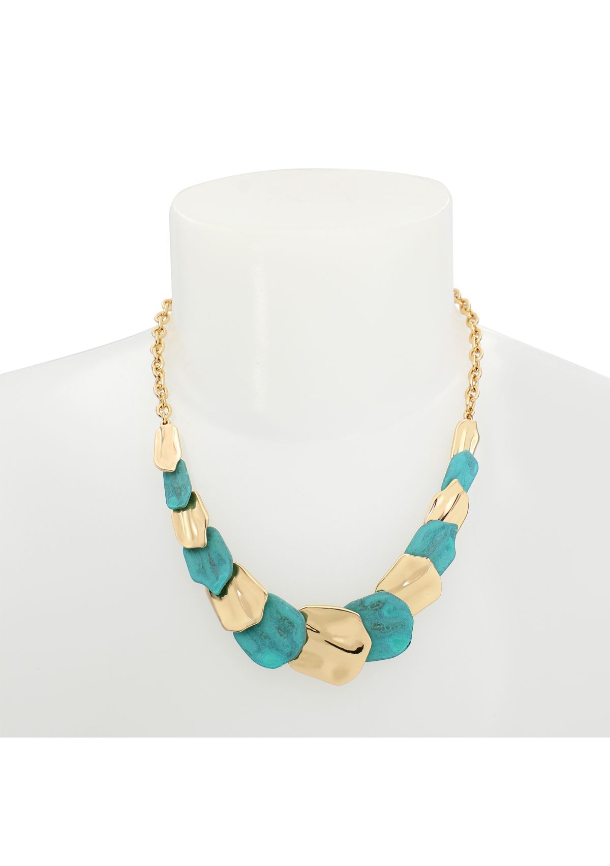 Patina Petal Layered Bib Necklace