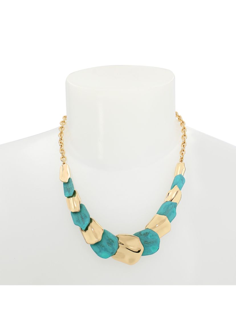 Patina Petal Layered Bib Necklace