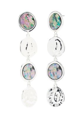 Robert Lee Morris Soho Silver Tone Abalone Linear Earrings