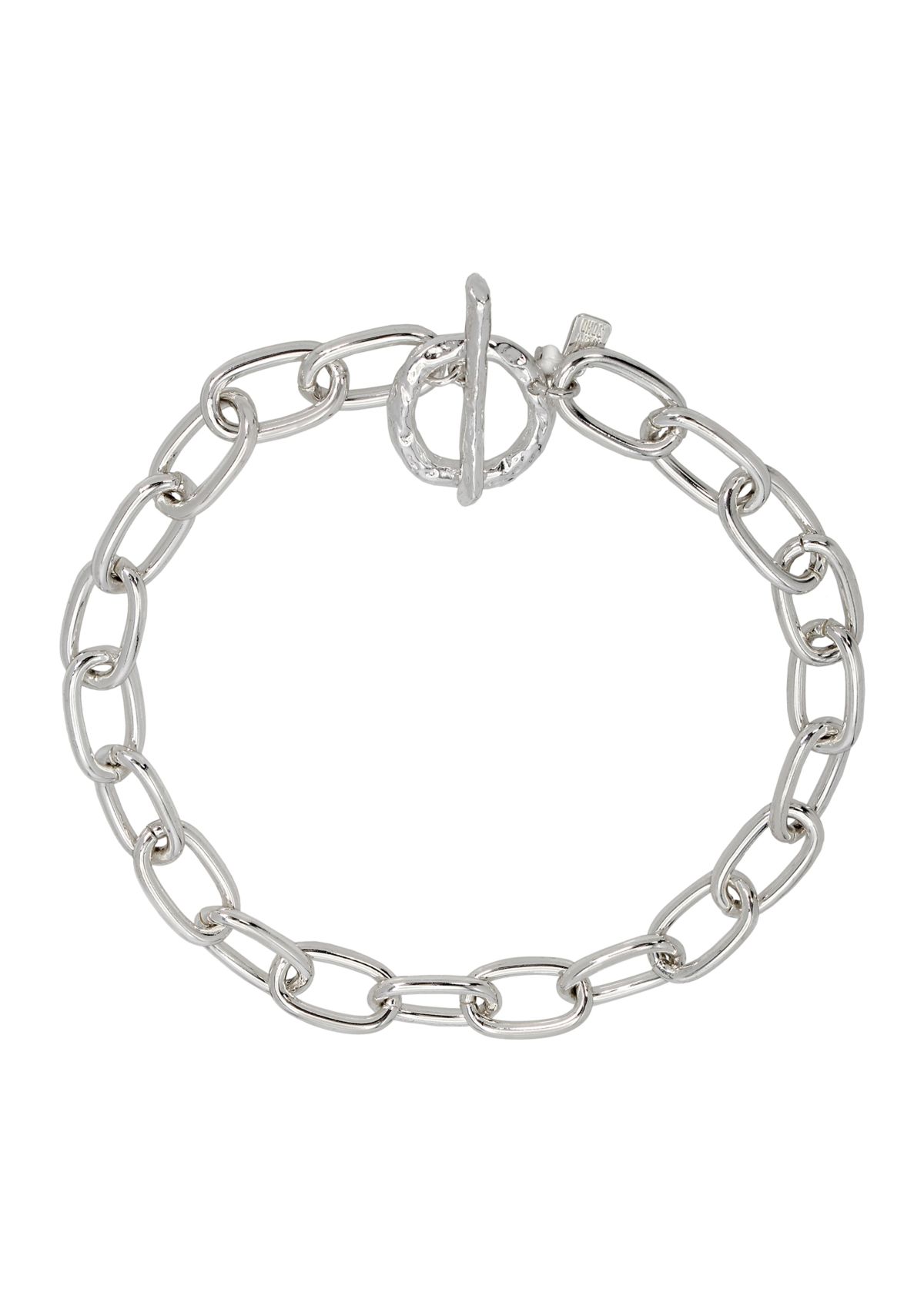 Silver Tone Textured Chain Collar Necklace