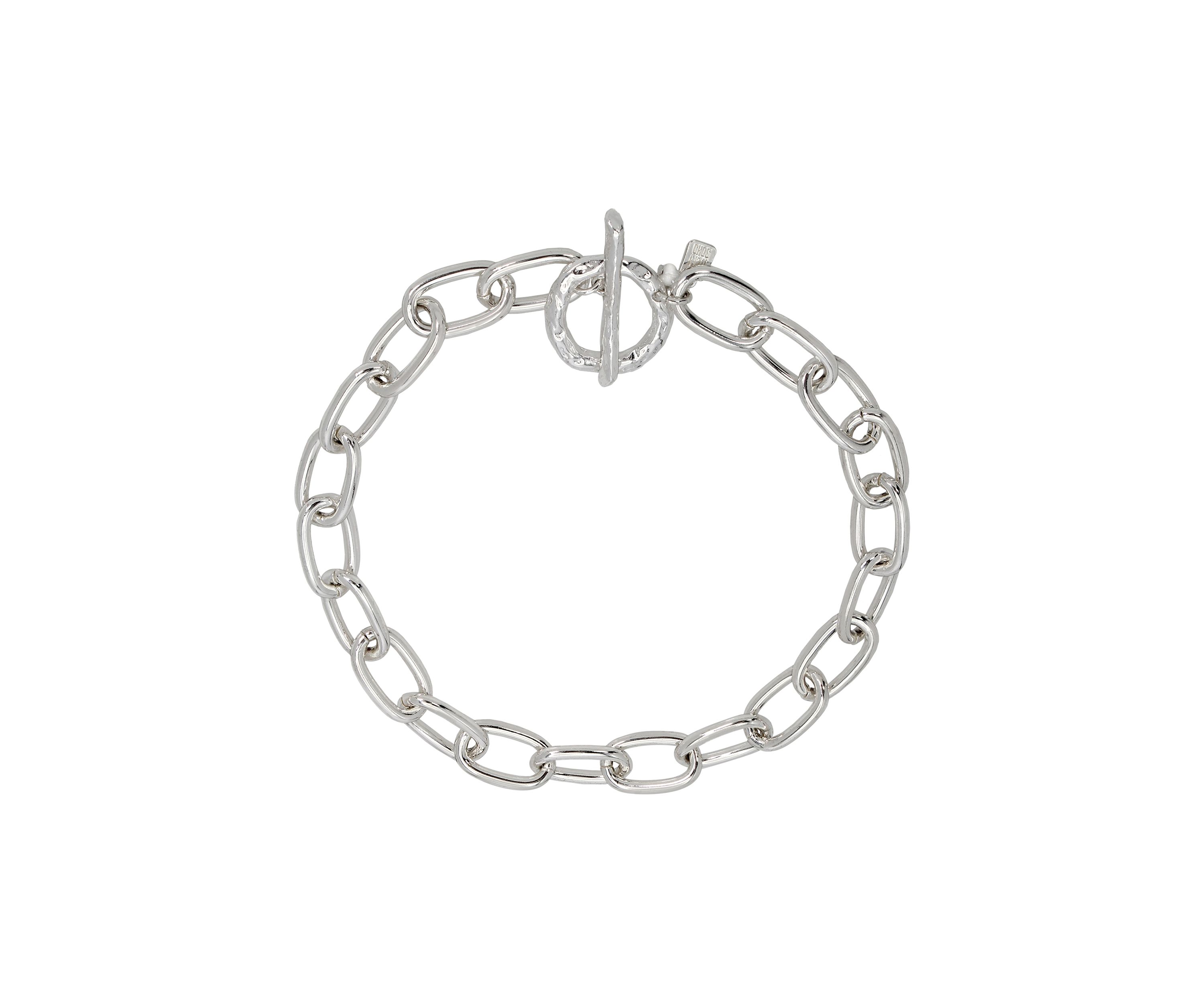 Silver Tone Textured Chain Collar Necklace