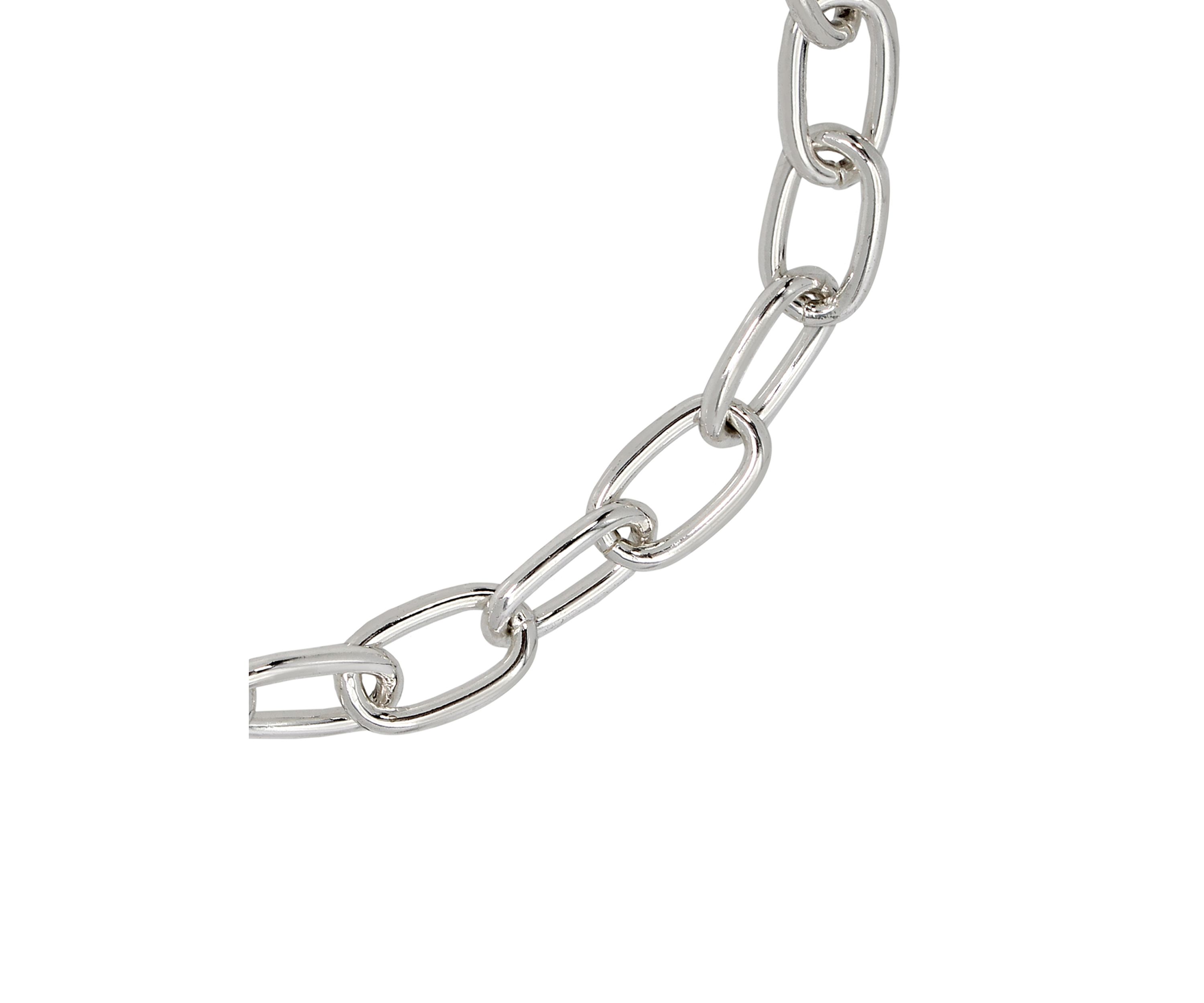 Silver Tone Textured Chain Collar Necklace