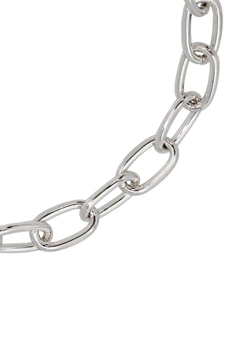 Silver Tone Textured Chain Collar Necklace